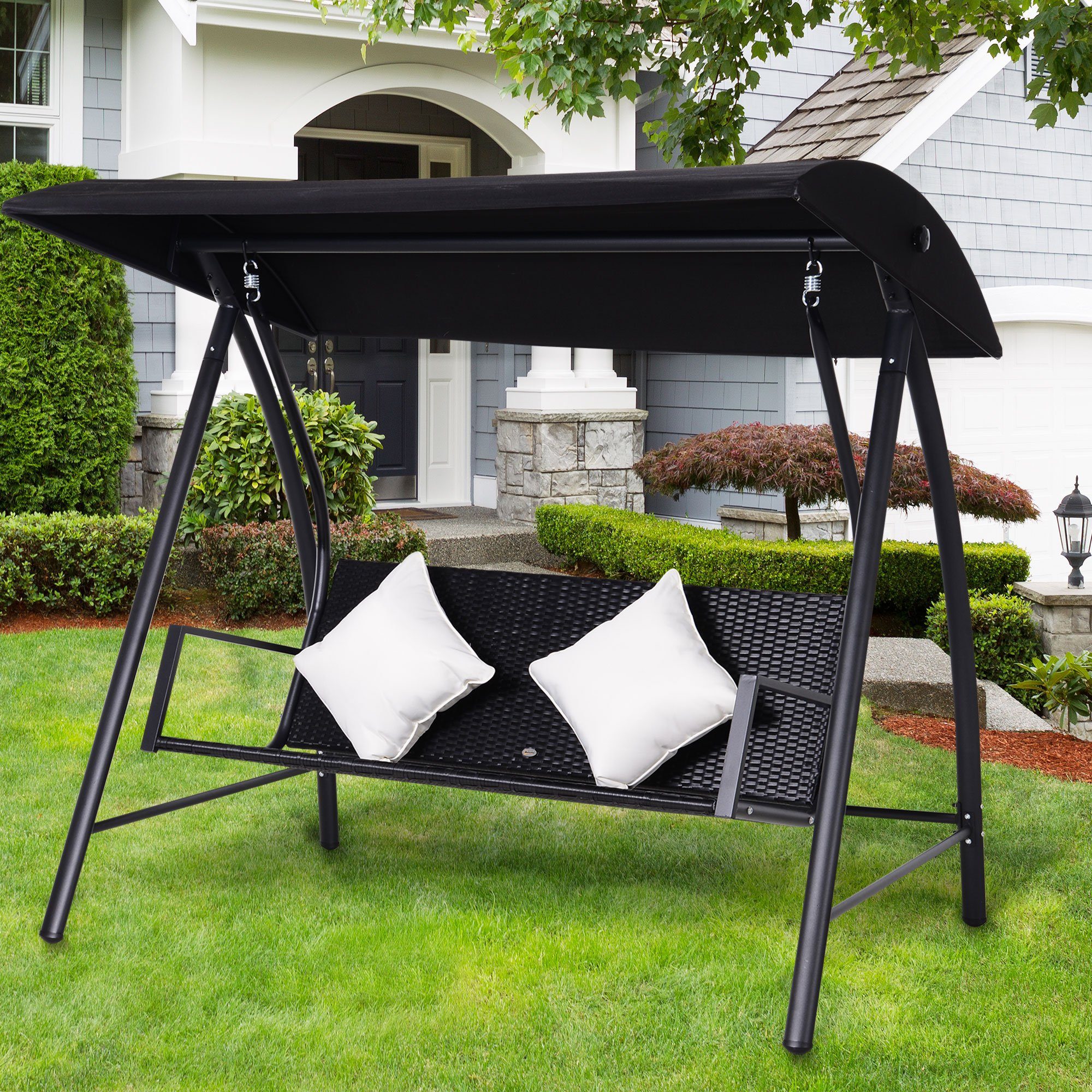 Outsunny Hollywoodschaukel Polyrattan mit Kissen belastbar günstig online kaufen