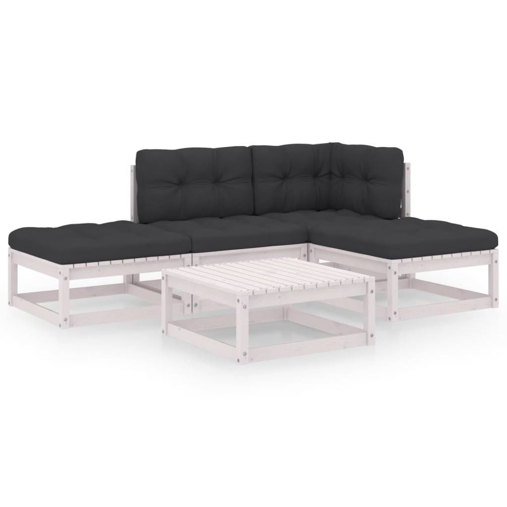 vidaXL Gartenlounge-Set 5-tlg. Garten-Lounge-Set mit Kissen Kiefer Massivholz..., (1-tlg)