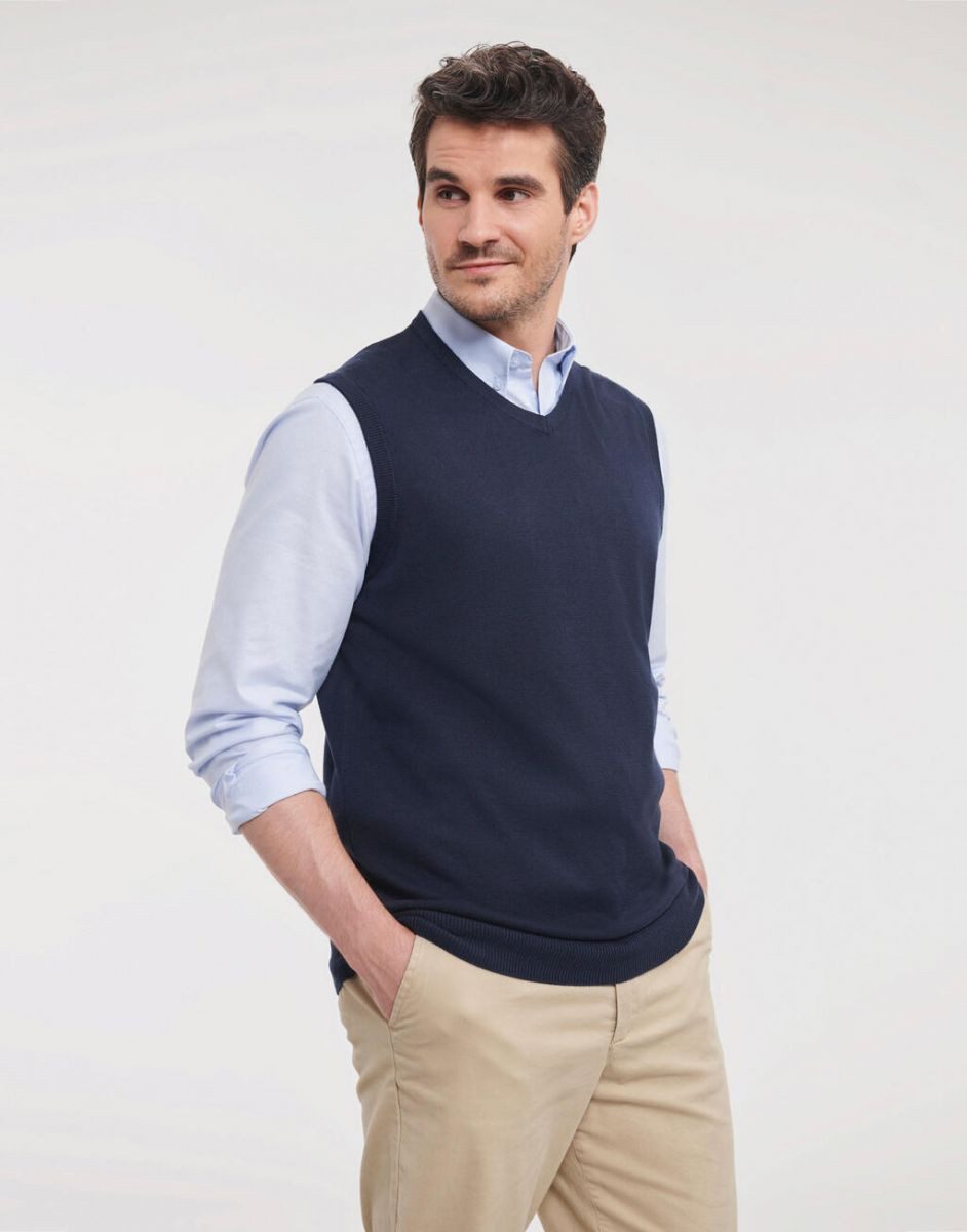 Russell Sweatshirt Men´s V-Neck Sleeveless Knitted Pullover