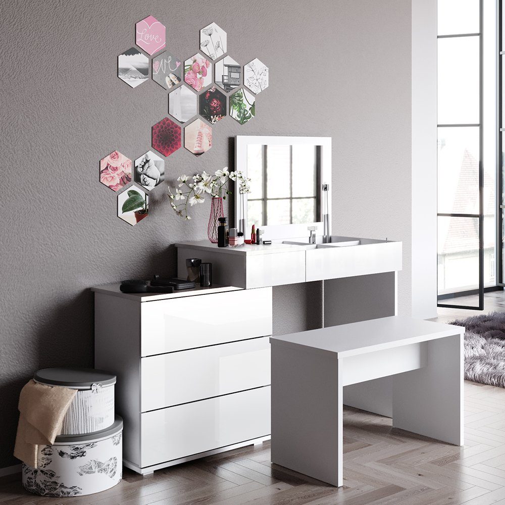 Vicco Schminktisch Lotos, Weiß, 117 cm günstig online kaufen