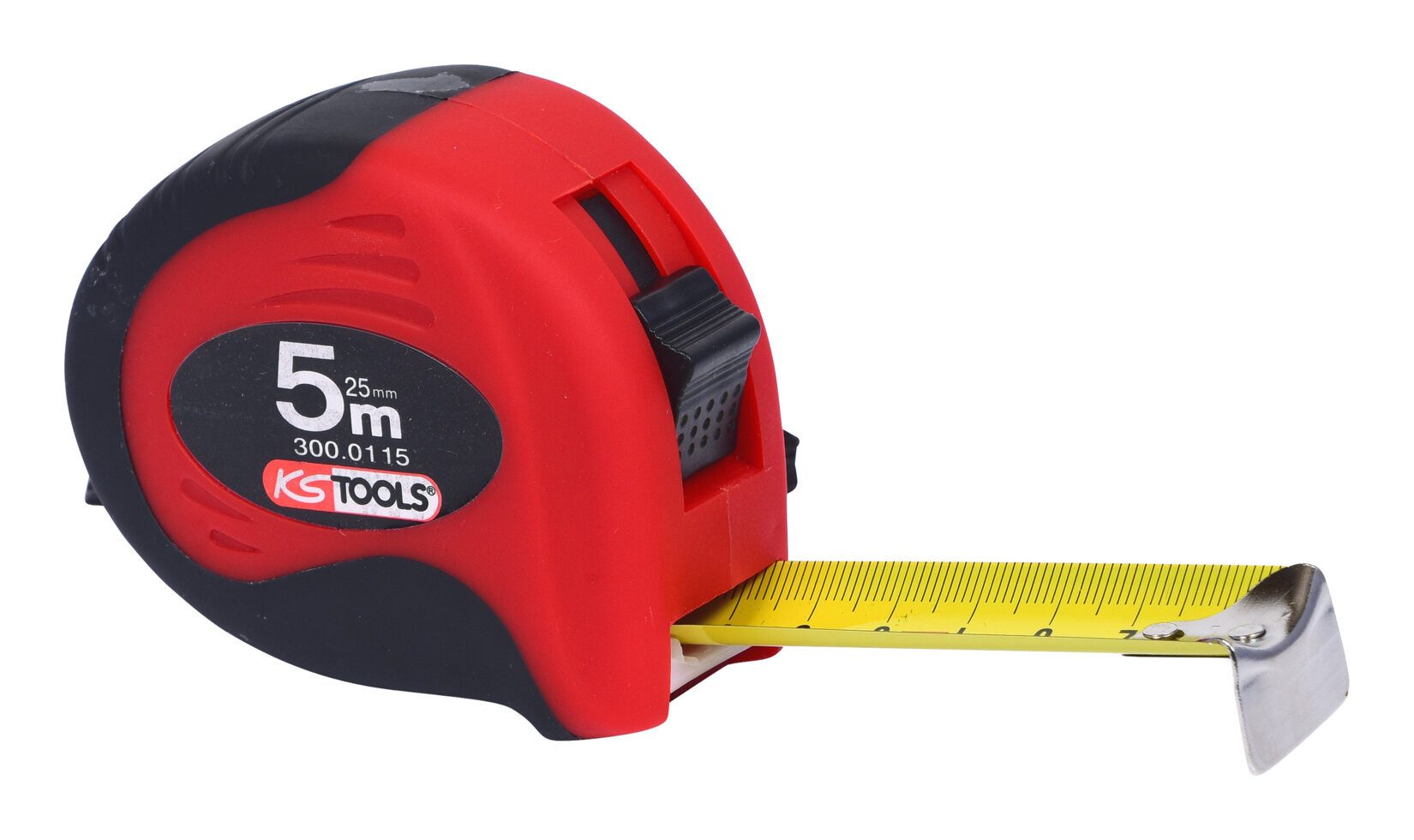 KS Tools Rollbandmaß, Bandmaß mit Feststeller, schwarz-rot, 5m, 25 mm
