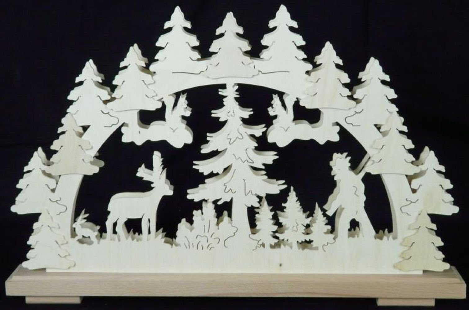 Lichterbogen Schwibbogen mit Jäger Hirsch und Beleuchtung BxHxT