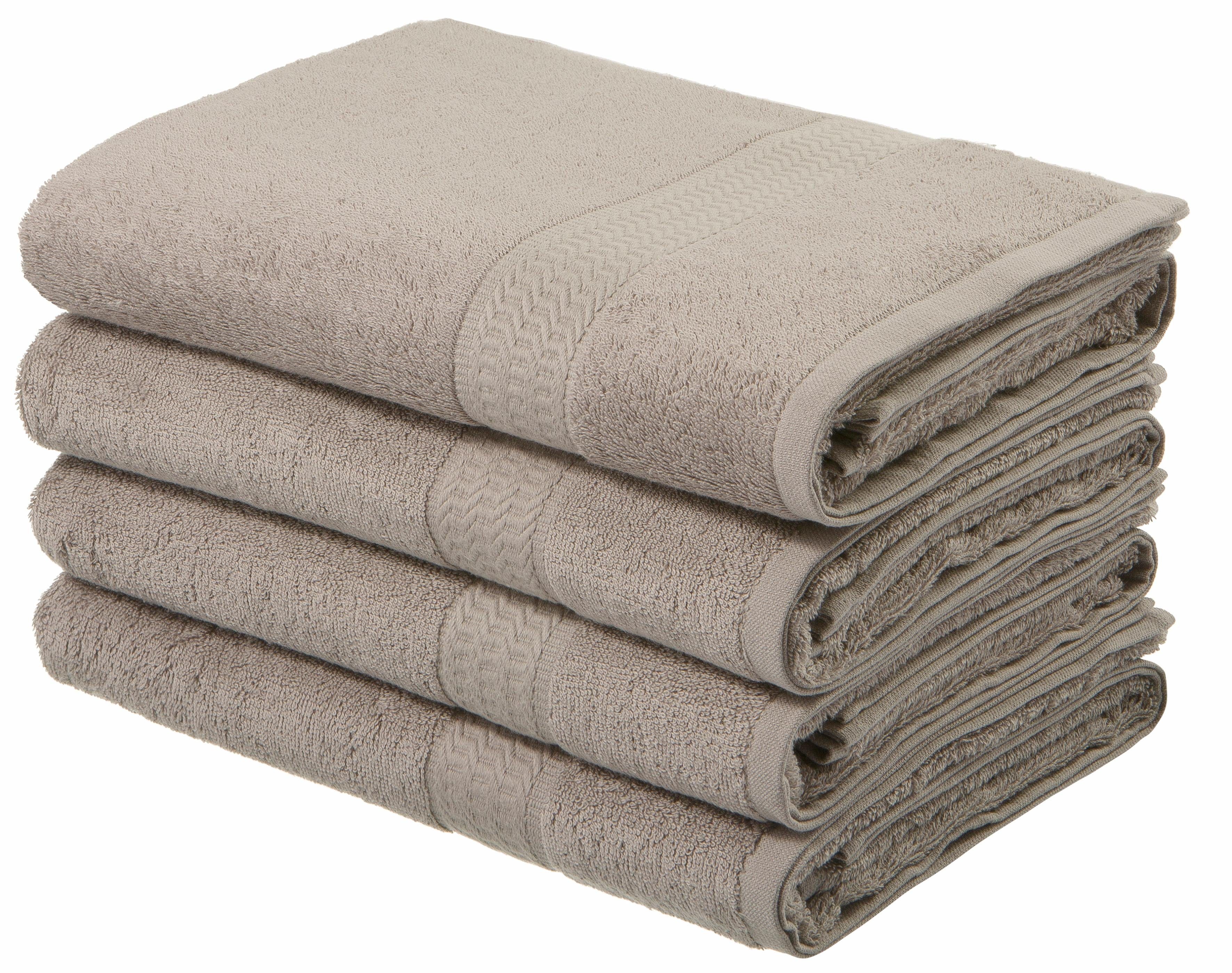 OTTO home Duschtücher Juna, als Set und Serie erhältlich, 4 Duschtücher, 70x140cm, Walkfrottee (4-St), Handtuch Set, 100% Baumwolle, mit Bordüre, Uni-Farben, weich
