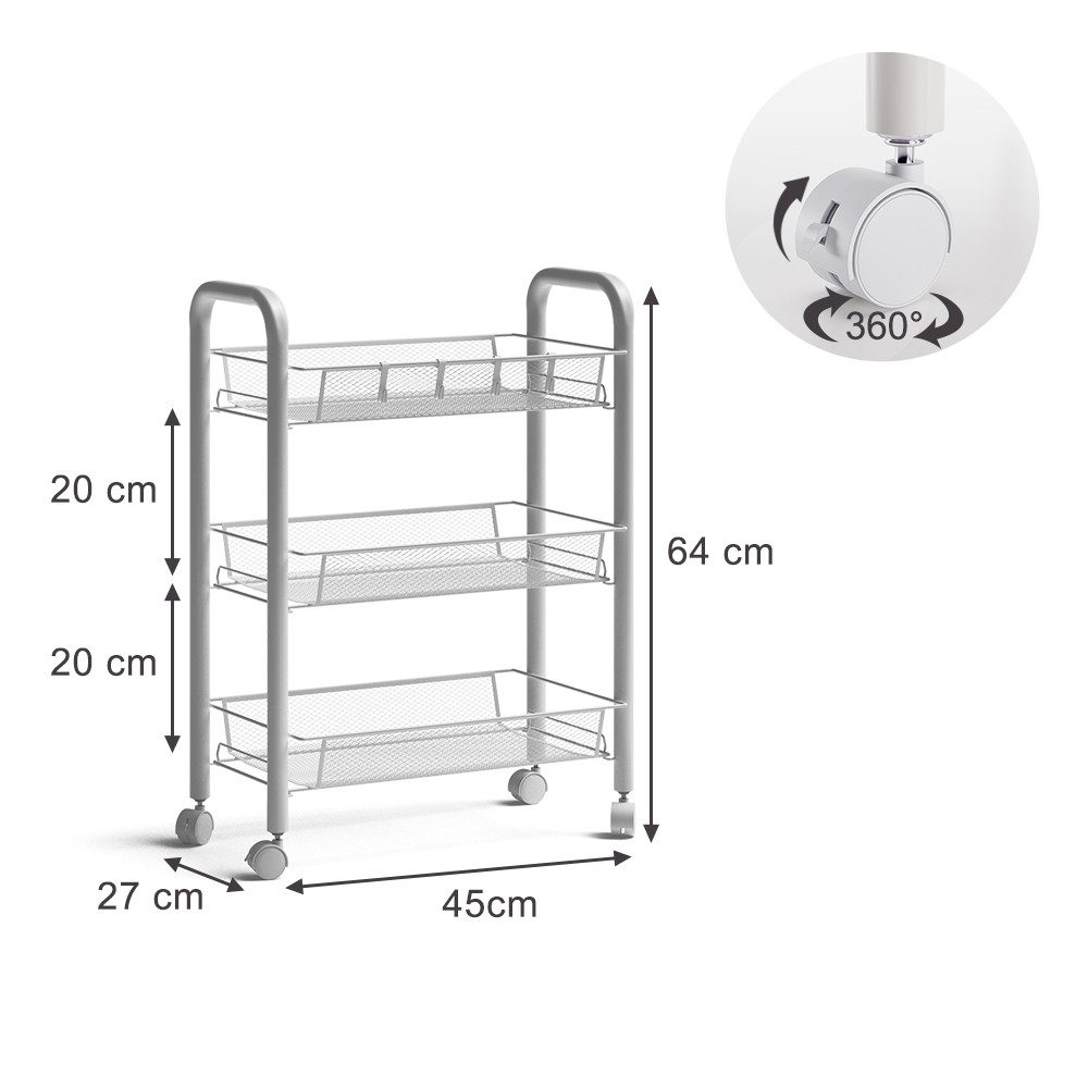 Vicco Barschrank Tarro, Weiß, 45 x 64 cm mit 3 Ablagefächern (1-St)