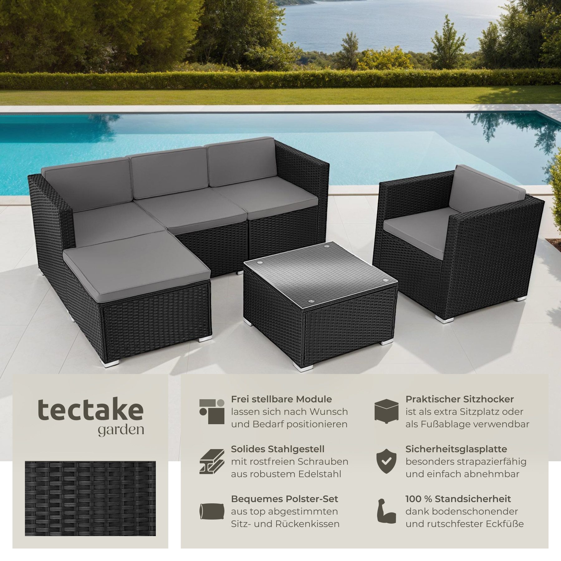 tectake Loungeset Rattan Lounge, (Set., 6-tlg), günstig online kaufen