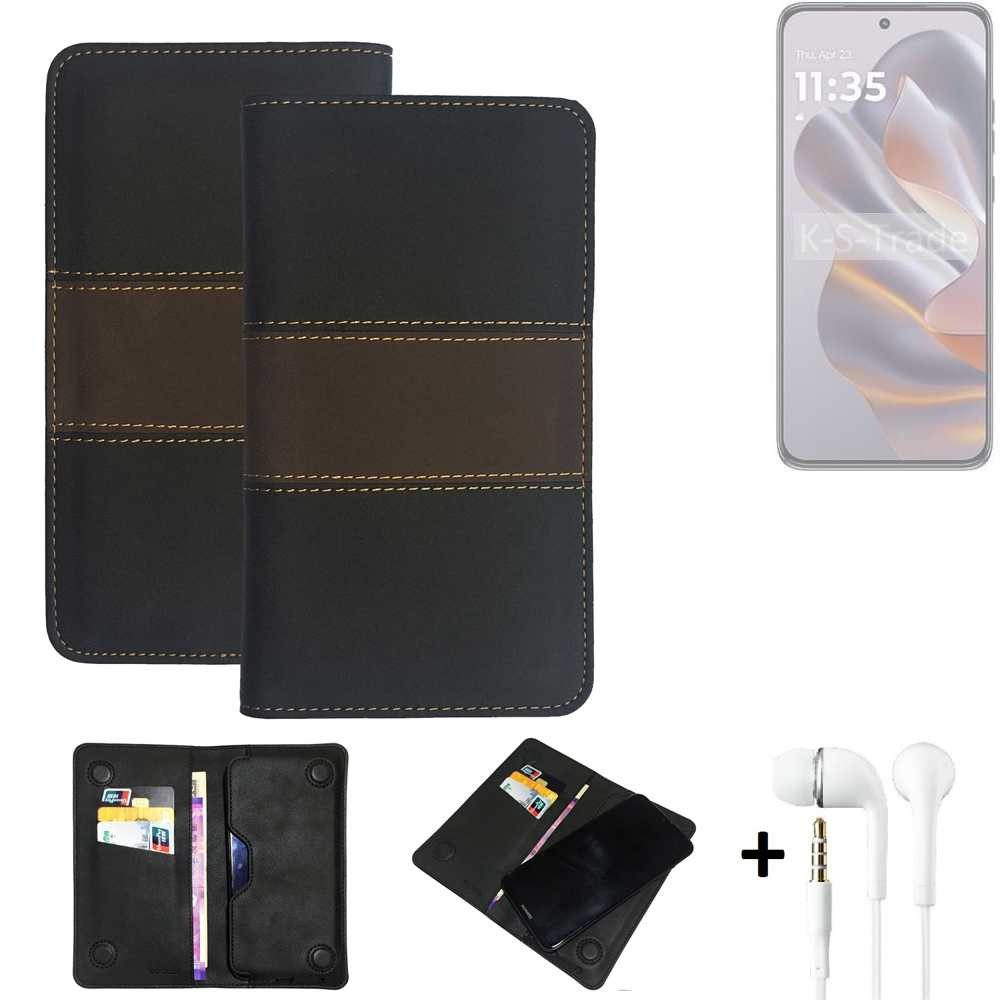 K-S-Trade Handyhülle für Motorola Edge 50 Neo, Handyhülle + Kopfhörer Schutzhülle Walletcase Bookstyle Tasche