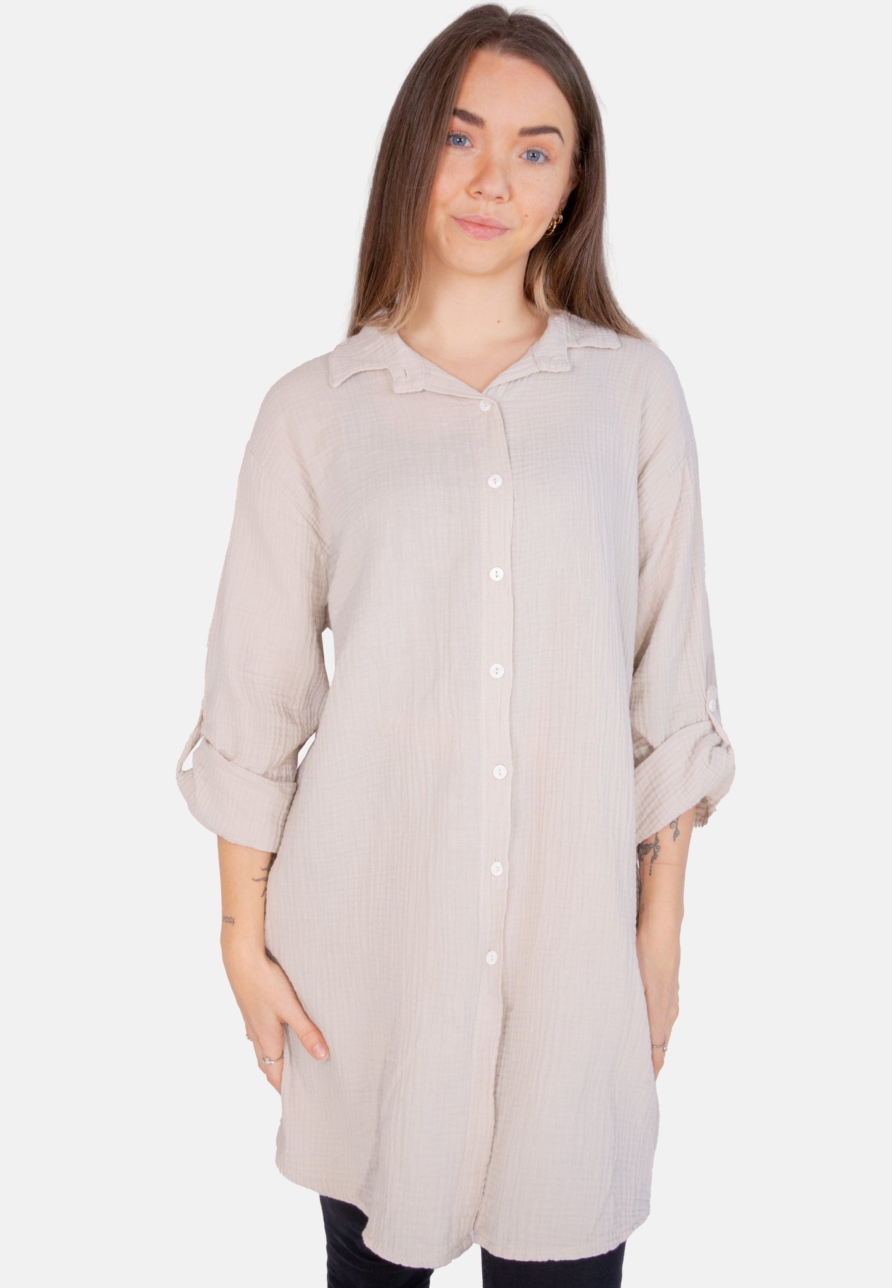 Seasons of April Hemdbluse Oversized Musselinbluse günstig online kaufen