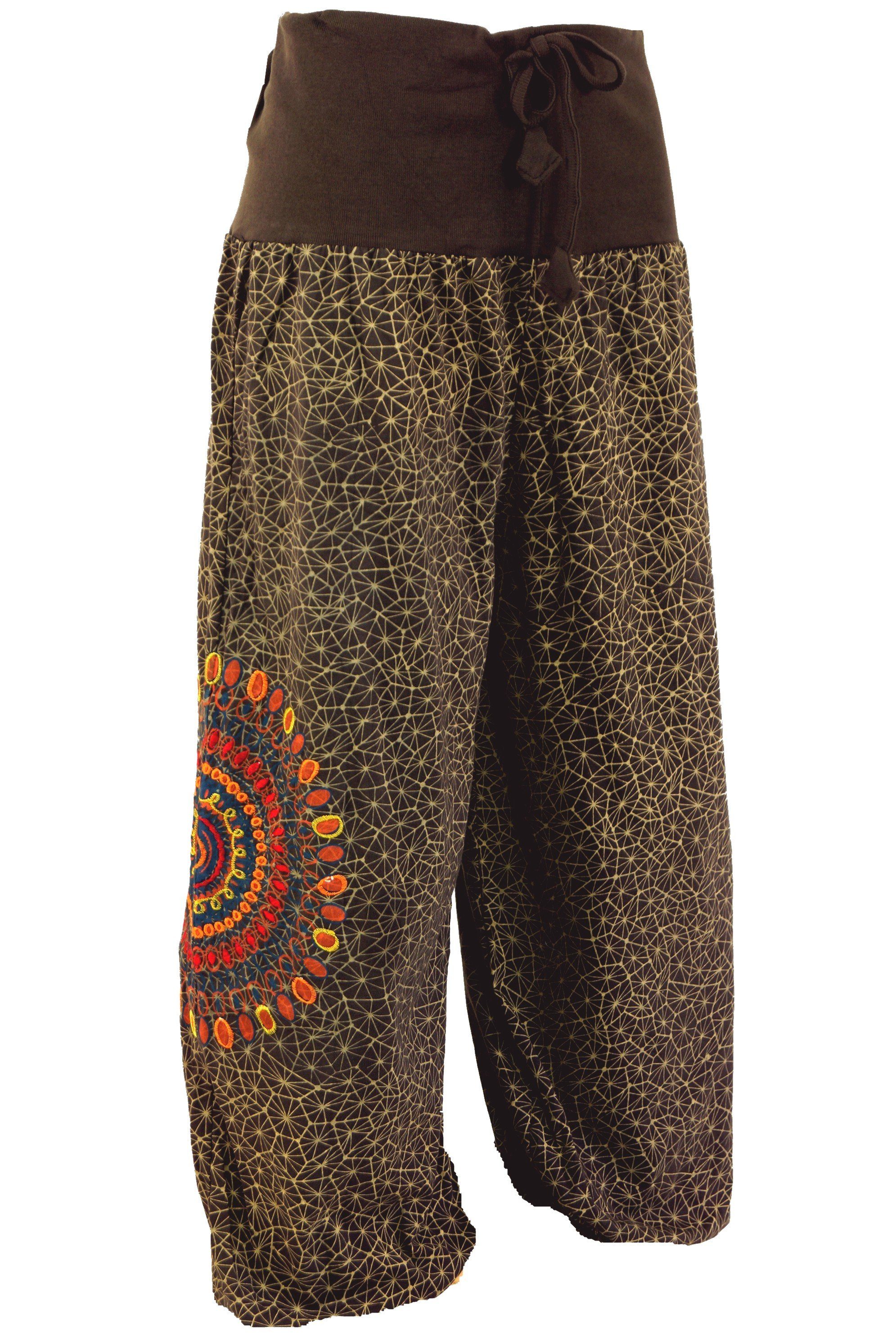 Guru-Shop Relaxhose Weite Pluderhose mit breitem Bund und.. Ethno Style, alternative Bekleidung