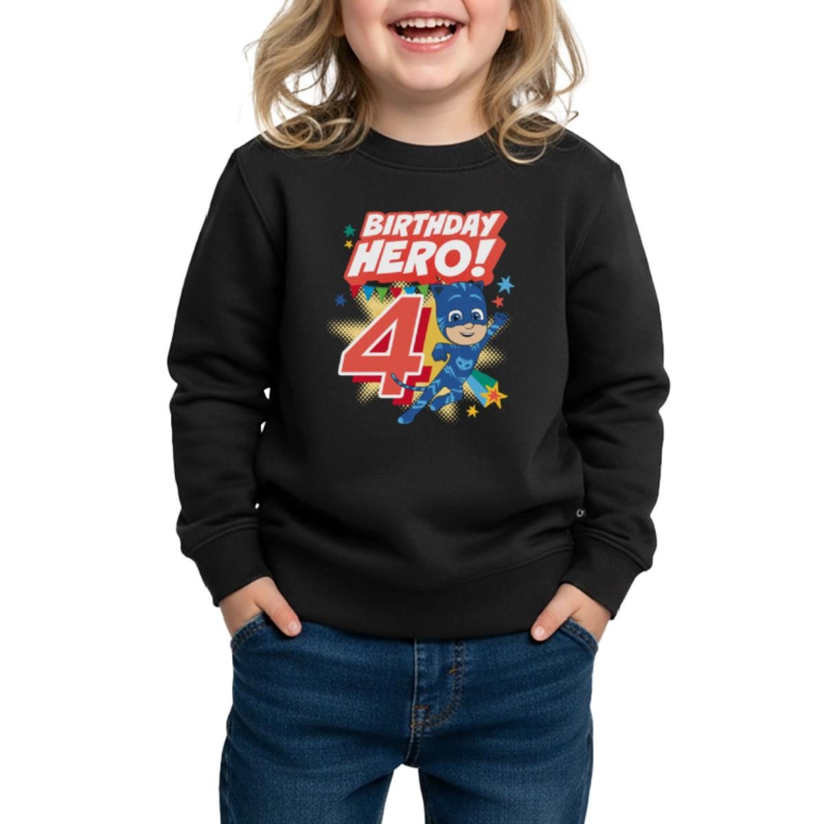 Spreadshirt Sweatshirt PJ Masks Catboy Birthday Hero 4. Geburtstag REGULAR FIT Kinder/Teenage (1-tlg)
