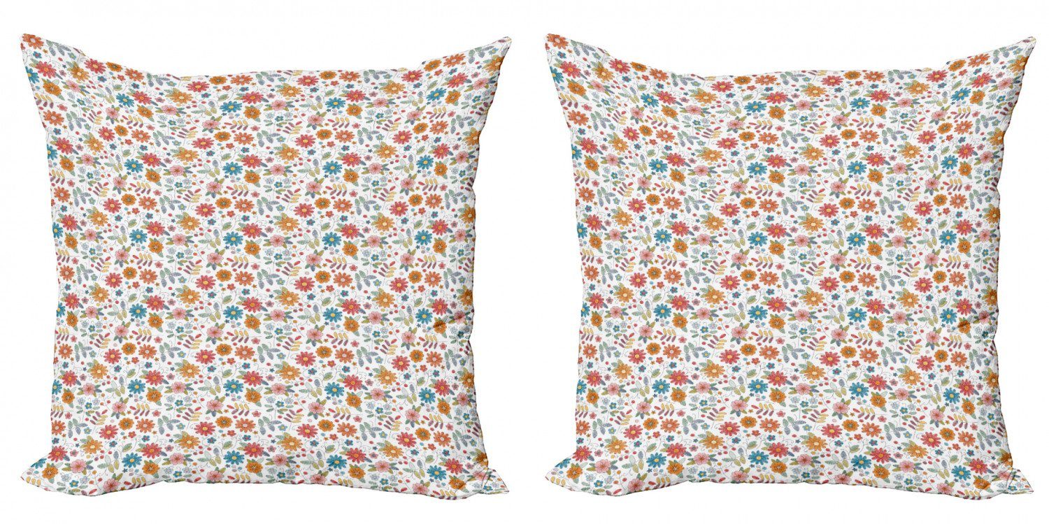 Kissenbezüge Modern Accent (2 blühende Abakuhaus Blume Gänseblümchen Doppelseitiger Digitaldruck, Stück), Bunte
