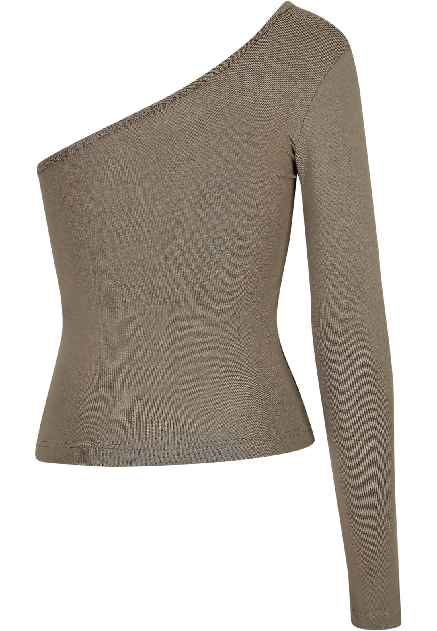 Ladies Damen URBAN Asymmetric Longsleeve Langarmshirt (1-tlg) olive CLASSICS