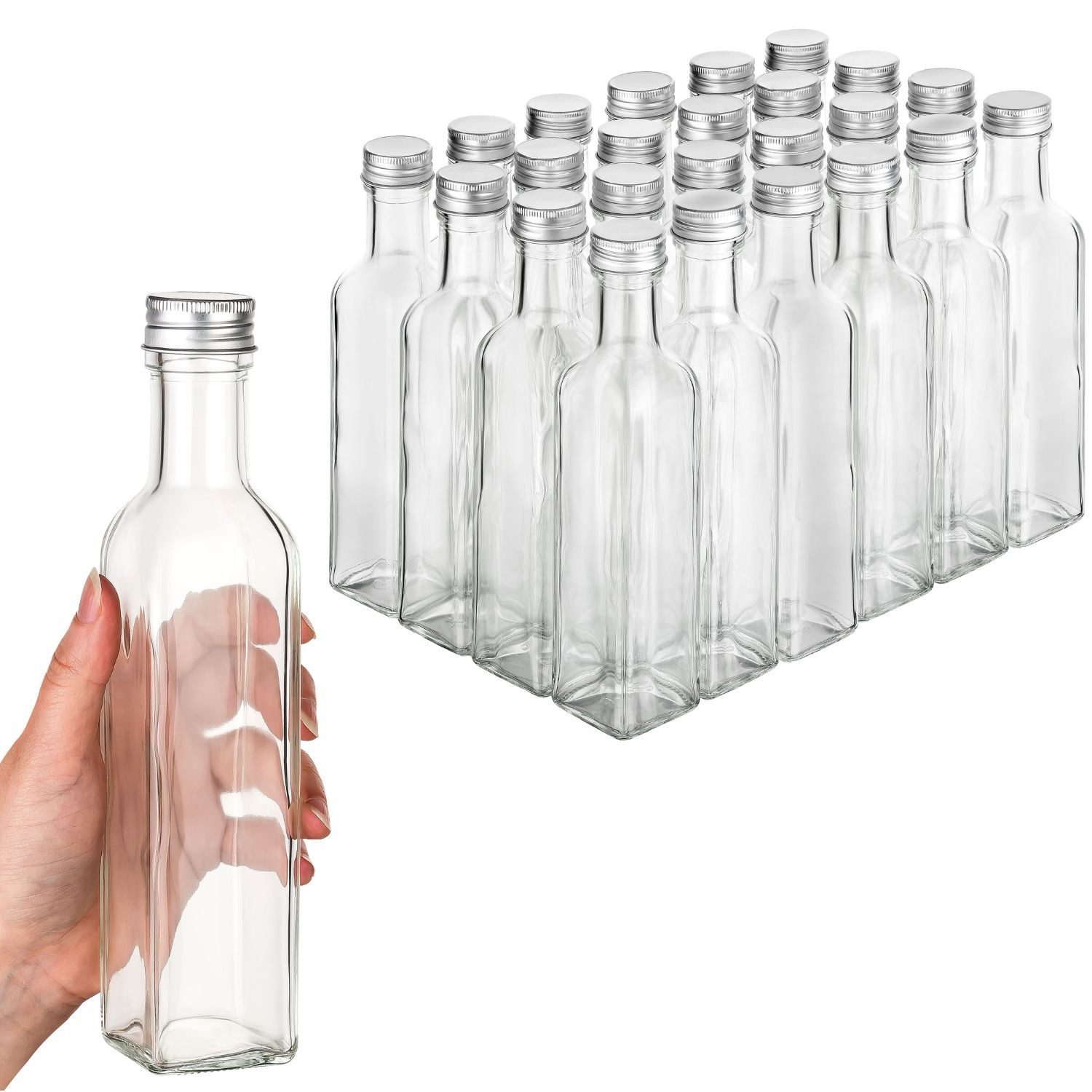 Flaschen-Fuchs Vorratsglas 24x Glasflaschen zum Befüllen 250ml für Likör, Schraubverschluss, Glas, (24-tlg)