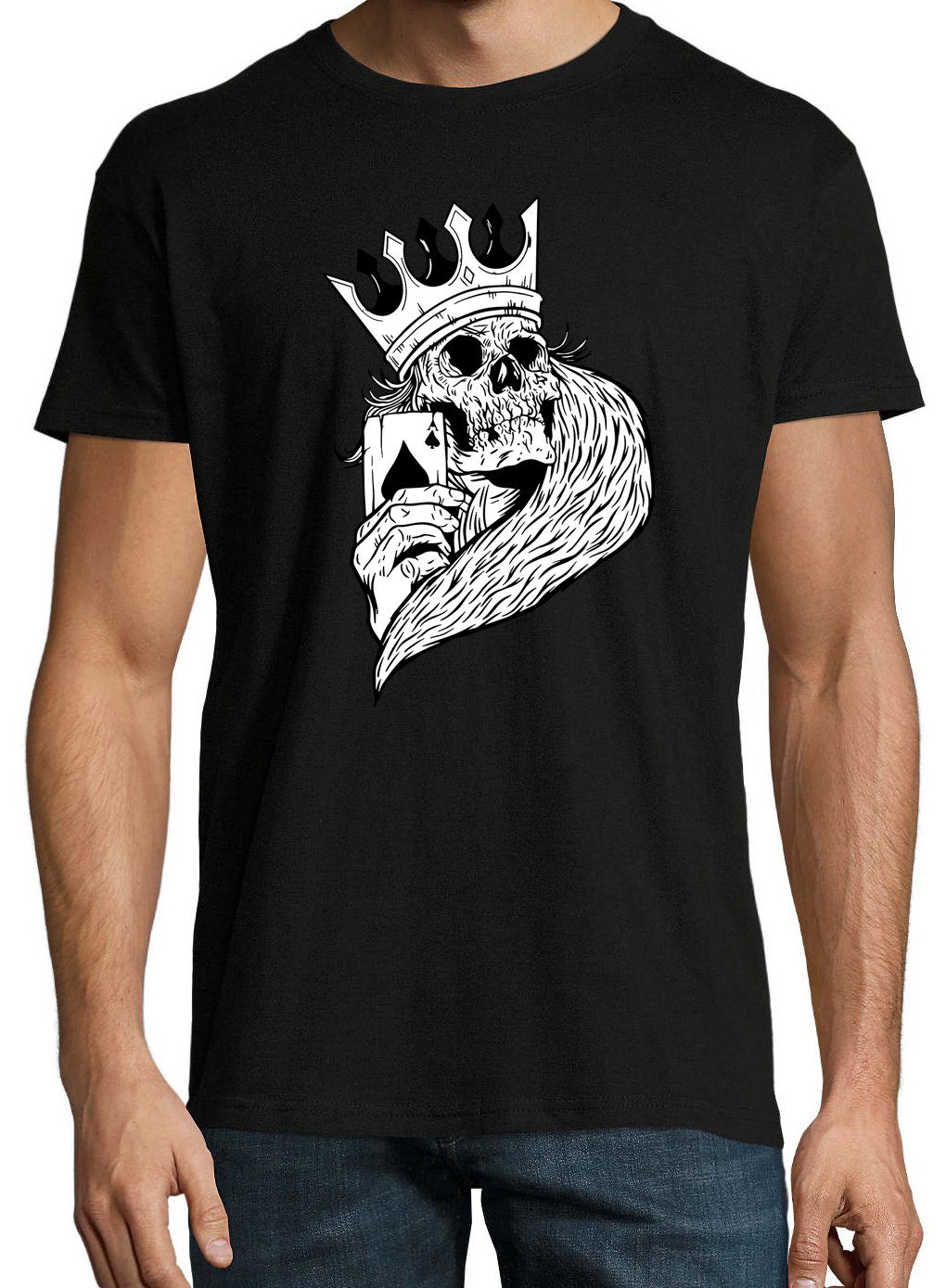 Youth Designz T-Shirt Poker Ass mit Frontprint Skelett Schwarz Shirt Herren trendigem