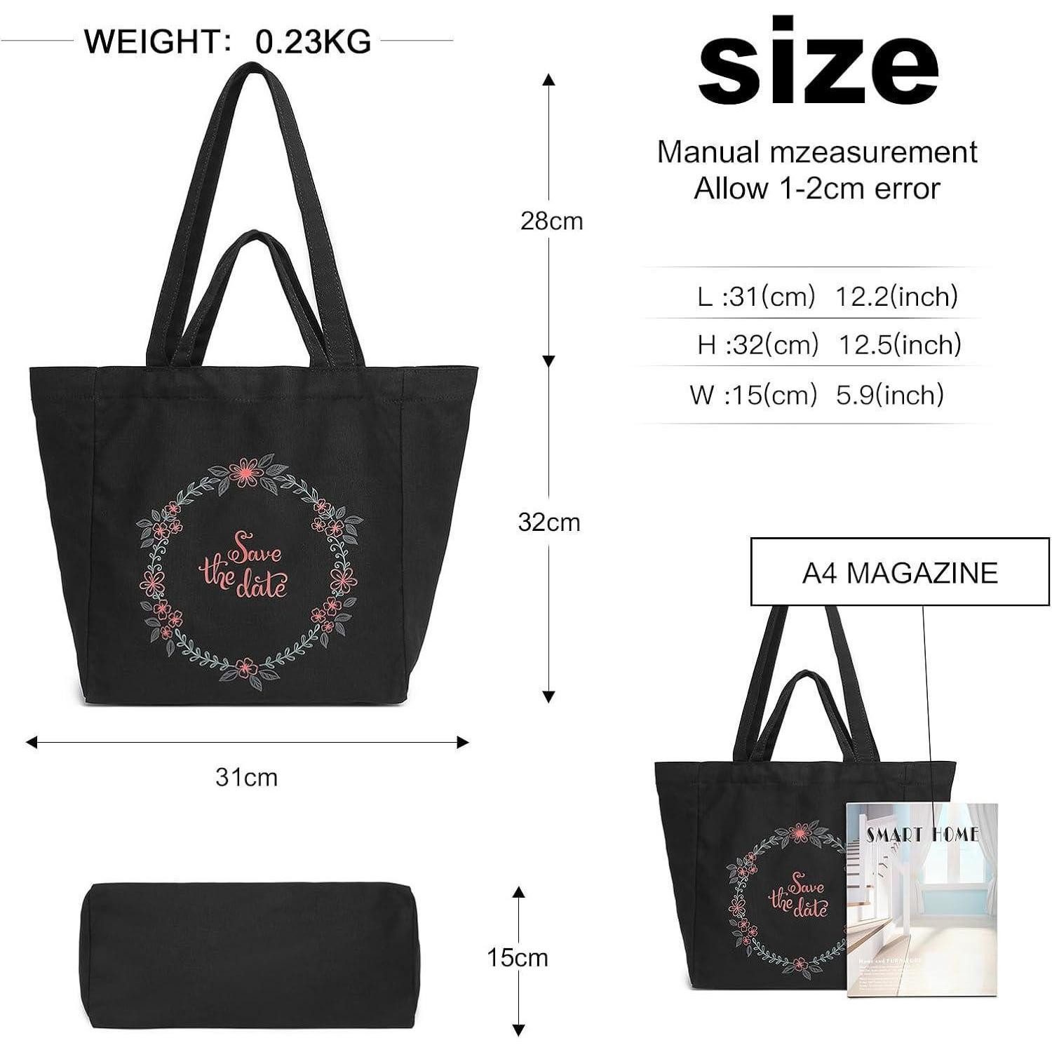 LuxusKollektion Shopper Shopper Damen Tote Bag Kapazität Shopping Schule 1-3 Schwarz