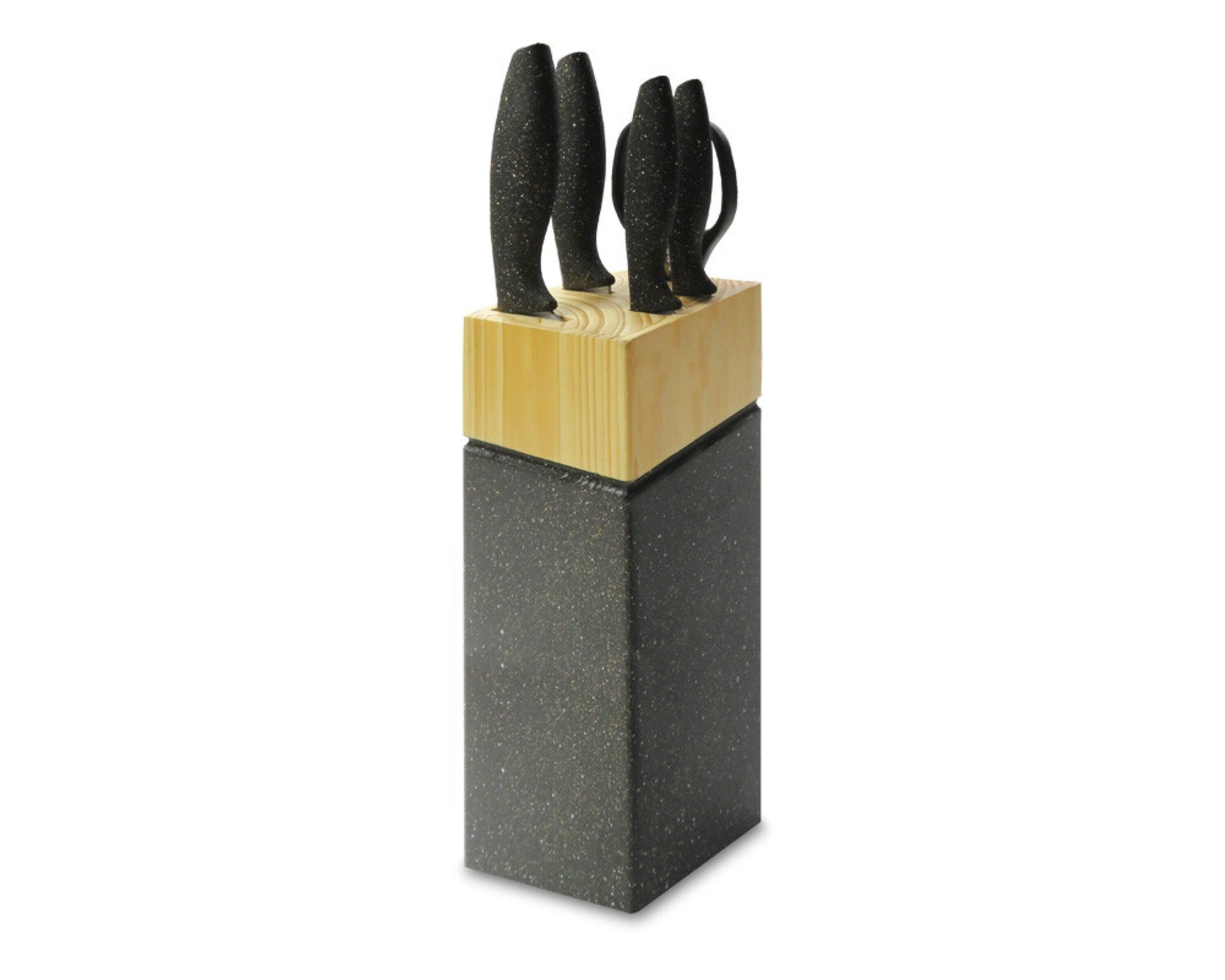 Messer-Set 6-tlg. Messerset mit Küchenschere und marmoriertem Kiefernholzblock