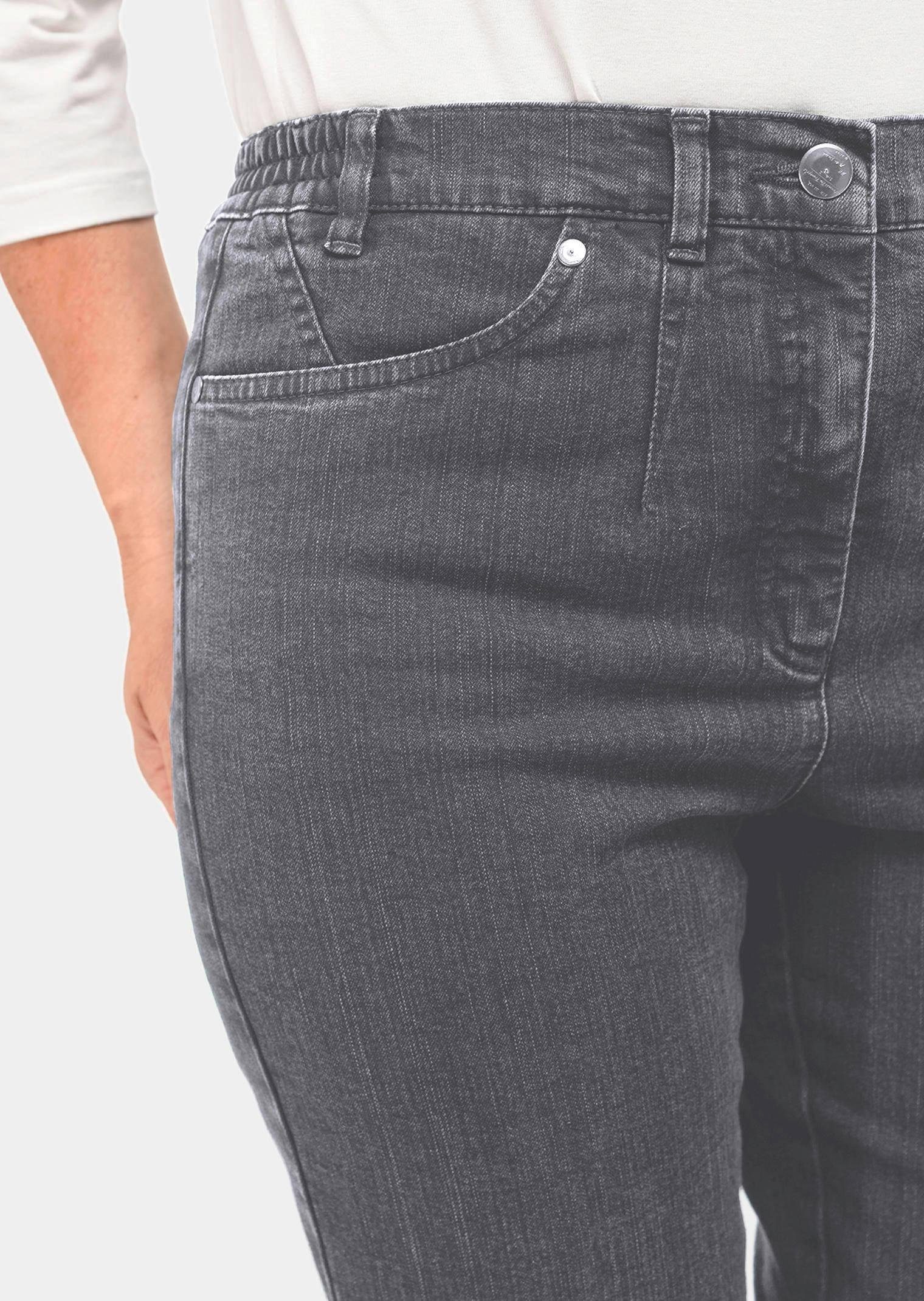 GOLDNER Bequeme Jeans Kurzgröße: Schlichte Jeanshose dunkelgrau ANNA