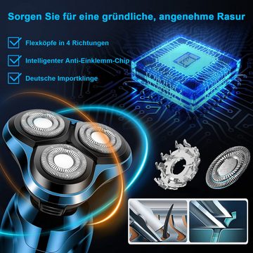 REDOM Elektrorasierer Herren Elektrisch Rasierer 3D Rasur Barttrimmer Nass- Trockenrasierer, Langhaartrimmer, 3 in 1 Haarschneider Rasur Nasenhaartrimmer Detail-Trimmer IPX7 USB, Rasierapparat 5 Aufsätzen 3 Scherköpfe Männer glattes Rasurergebnis