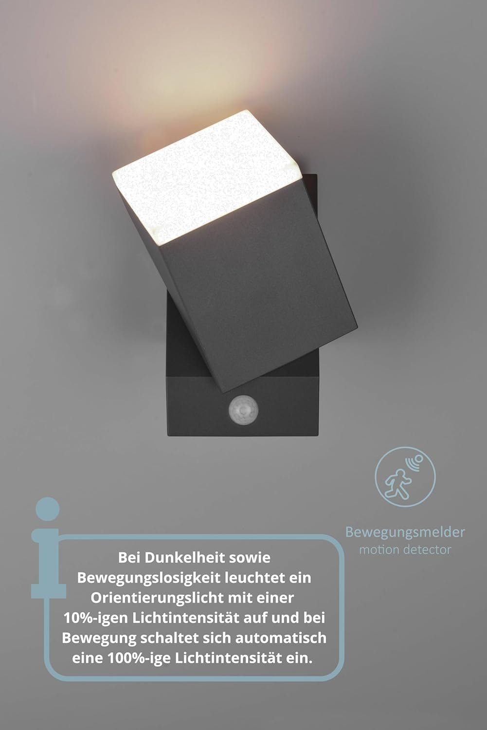 lightling LED Außen-Wandleuchte Alva, LED fest integriert, warmweiß, moderne Außenlampe mit und ohne Bewegungsmelder und Lichtelementen
