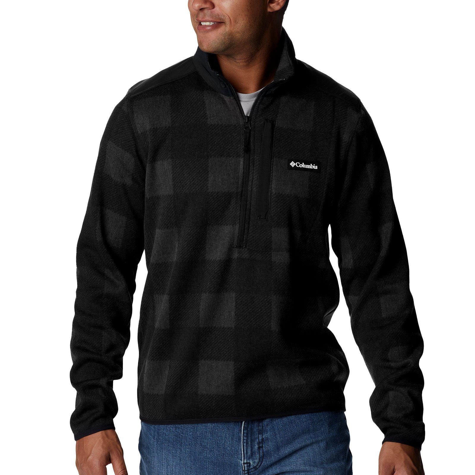 black print auf Half-Zip Sweater Printed Columbia / Logo II der check buffalo Weather™ mit Brust 010 Strickfleece-Pullover