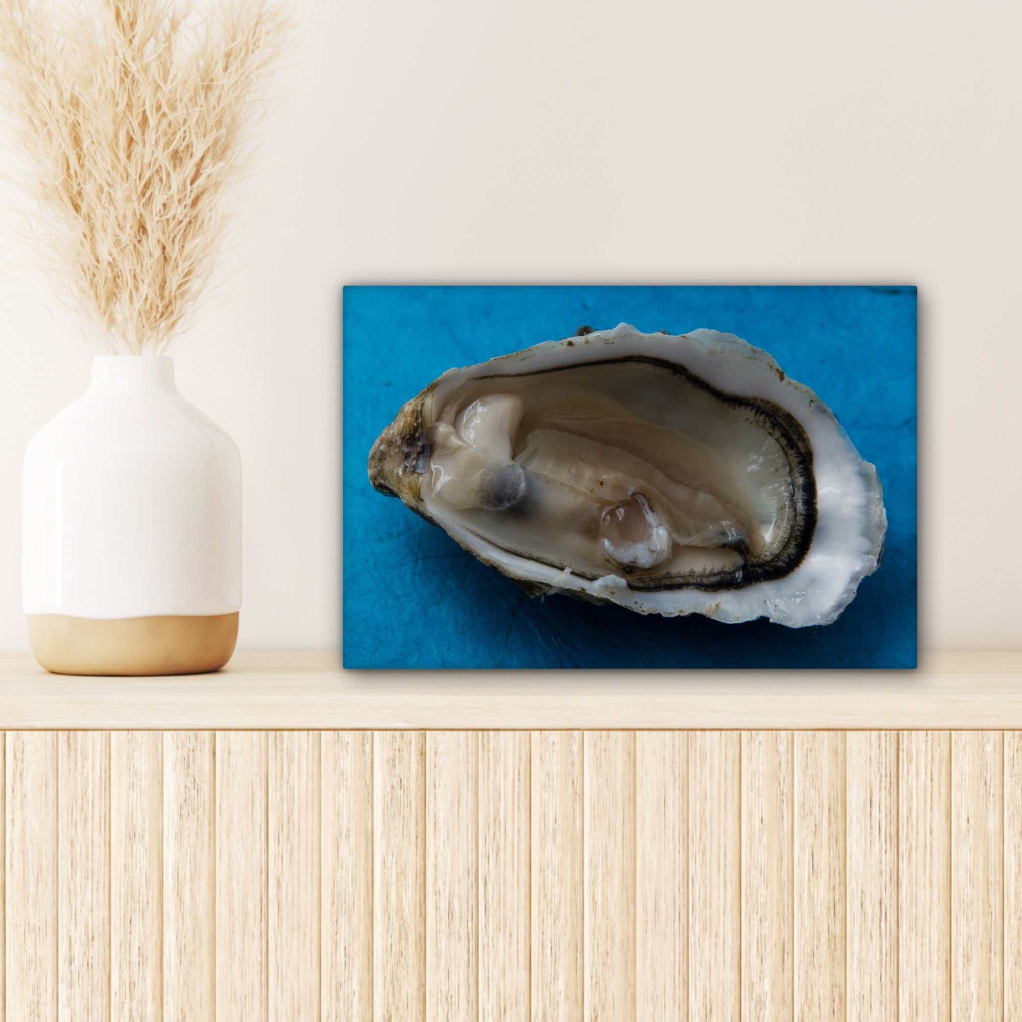 (1 Wandbild Leinwandbild Wanddeko, Aufhängefertig, OneMillionCanvasses® St), 30x20 Normandie-Austern, Leinwandbilder, cm