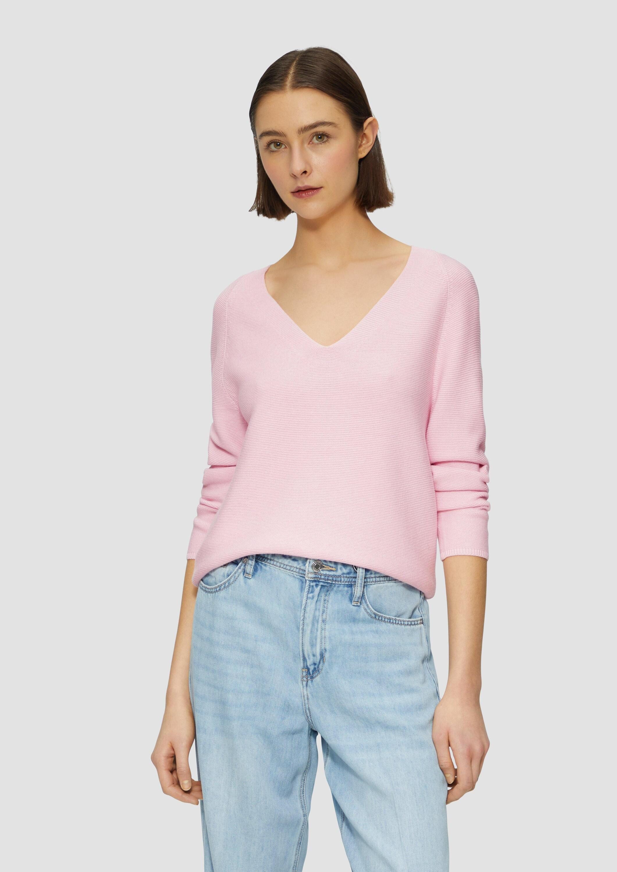 s.Oliver Longpullover Strickpullover Gerippter Strickpullover aus Baumwollm günstig online kaufen