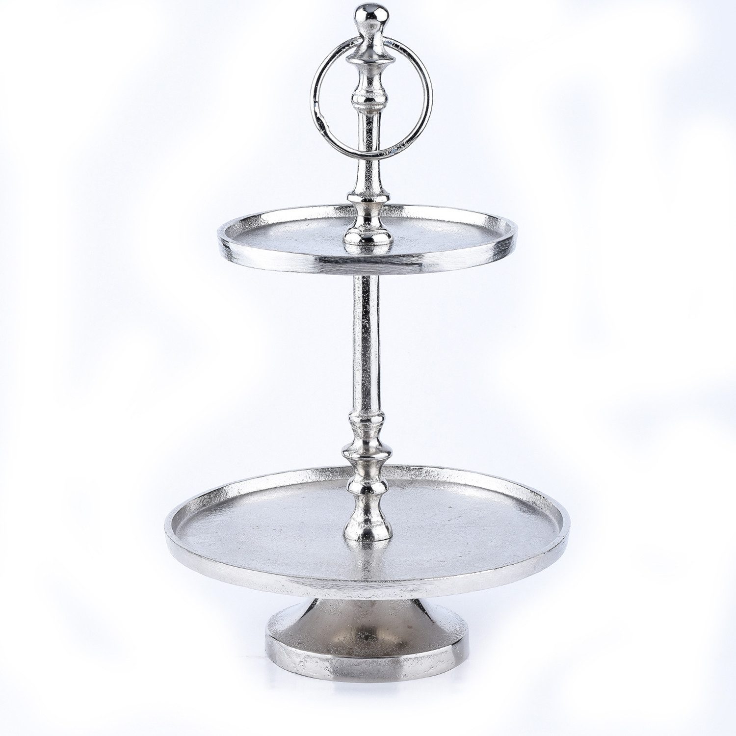 Marrakesch Orient & Mediterran Interior Dekotablett 2 Etagen Etagere Servierständer Aluminium Annika Rund 34cm, Handarbeit