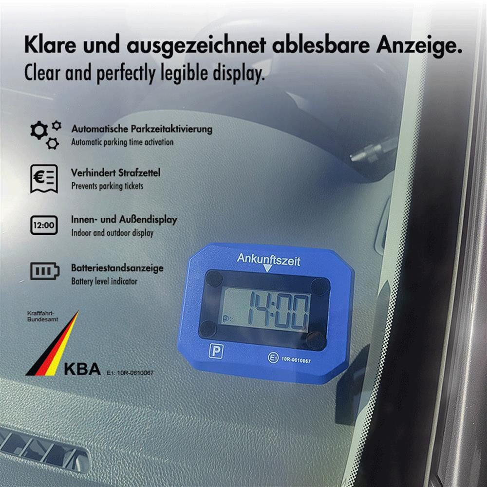 LogiLink elektronische Parkscheibe AA0189 Digitale Parkuhr, automatische Aktivierung, 24-Stunden, Automatische Parkzeit, LCD-Anzeige, SOS-Licht Auto