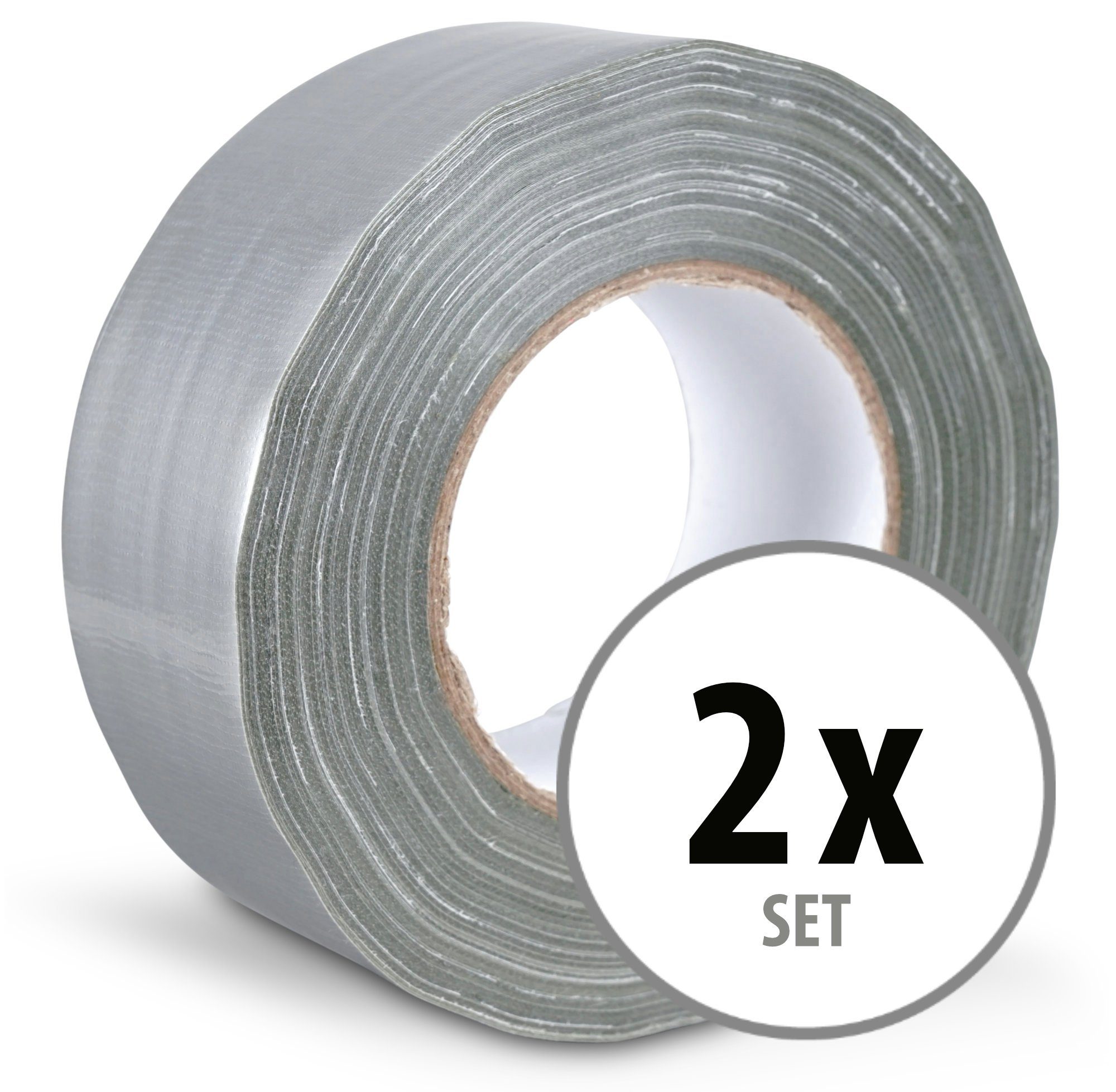 Stagecaptain Klebeband Gewebeband - Klebeband, Panzerband, Gaffa - 48mm breit - 50m lang (Spar-Set, 2-St., 2er) Leicht zu verarbeiten z.B. auf Holz, Textilien Grau