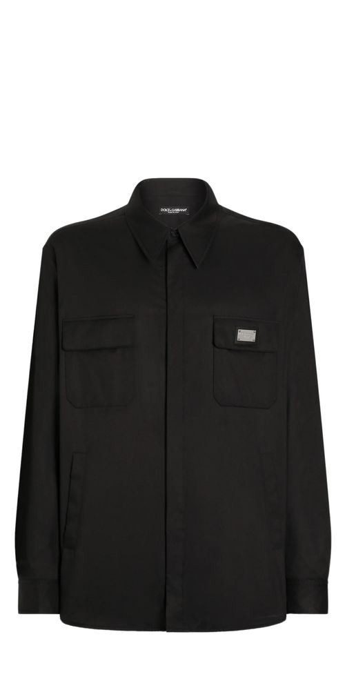 Langarmhemd Dolce & Gabbana Hemd mit Logoplakette Schwarz M