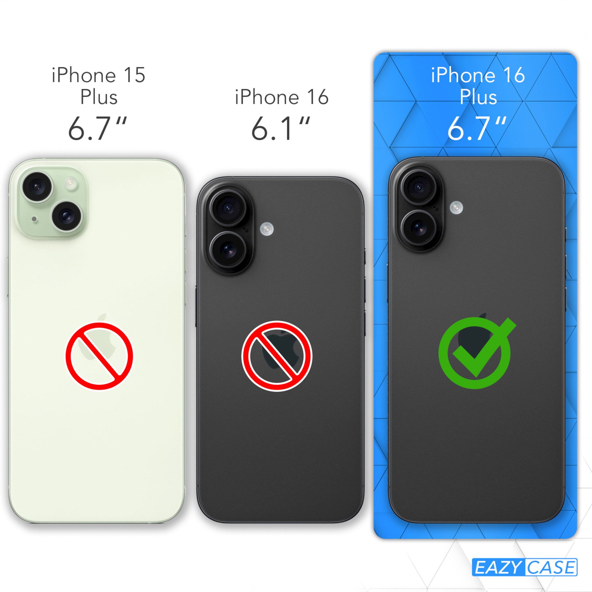 EAZY CASE Handyhülle Premium Silikon Case für Apple iPhone 16 Plus 6,7 Zoll, Slimcover mit Displayschutz Hülle Bumper Case kratzfest Etui Hellblau