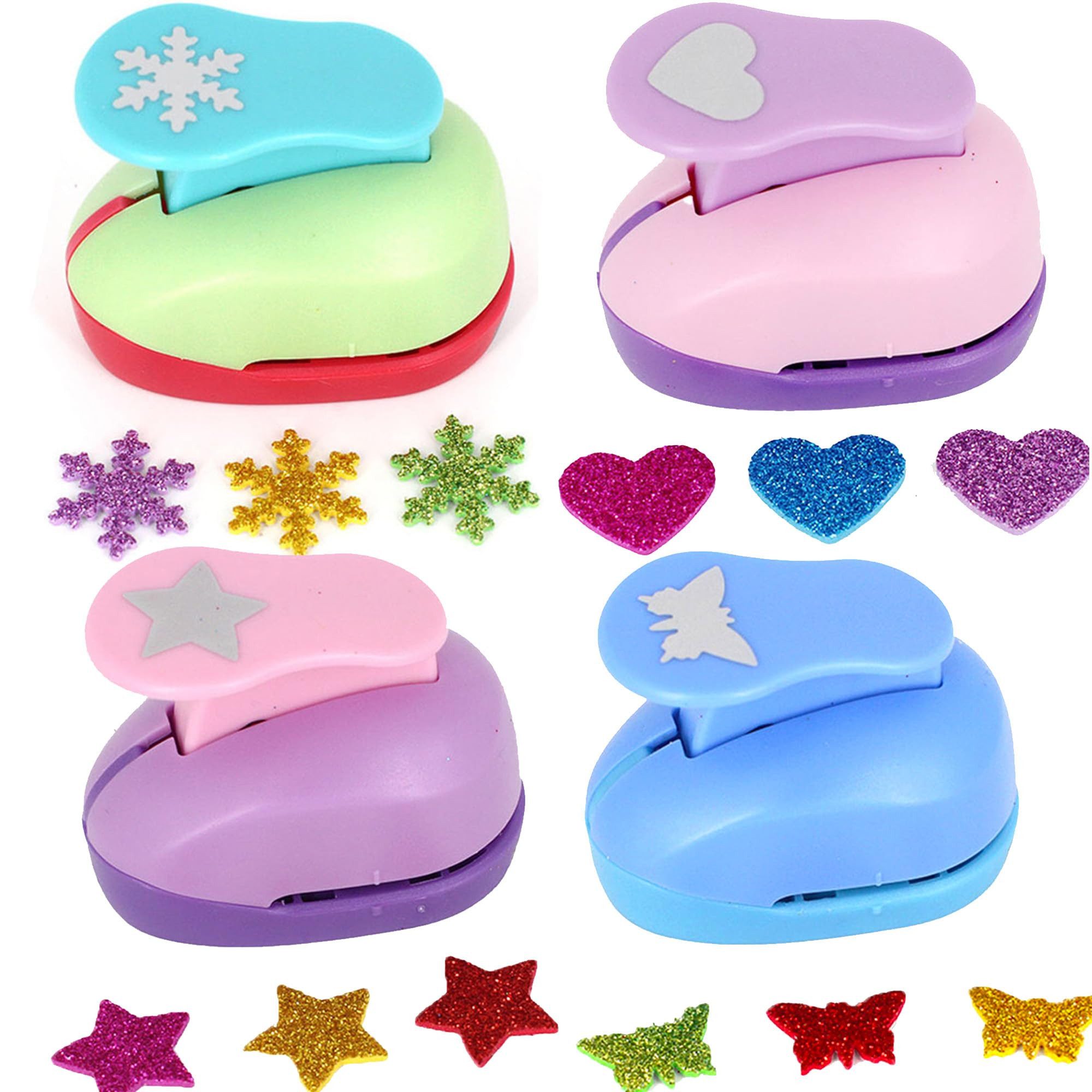 FOUORTUNATE-BEE Motivstanzer 4 Stück Papierstanzer Set, Stern Herz Schmetterling Schneeflocke