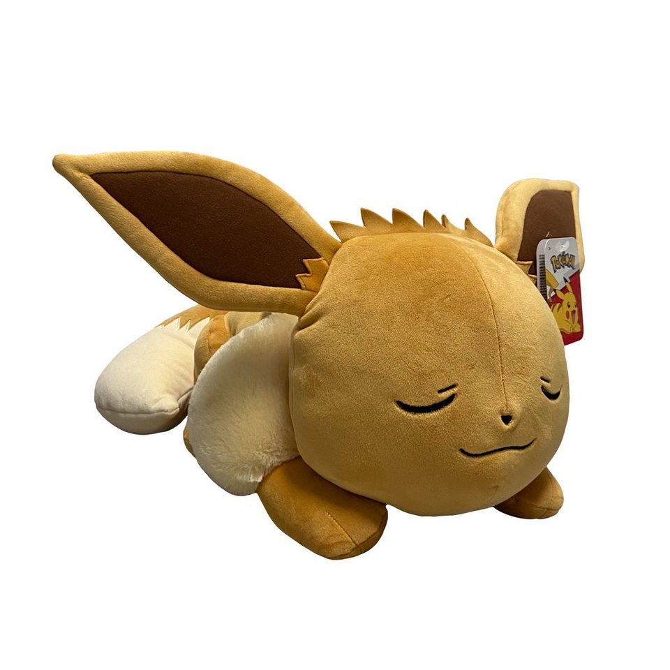 Jazwares Plüschfigur Pokémon Evoli schlafend Plüsch 45 cm (1-St), Achtung:  Bei Bedarf bitte nur mittels Handwäsche säubern