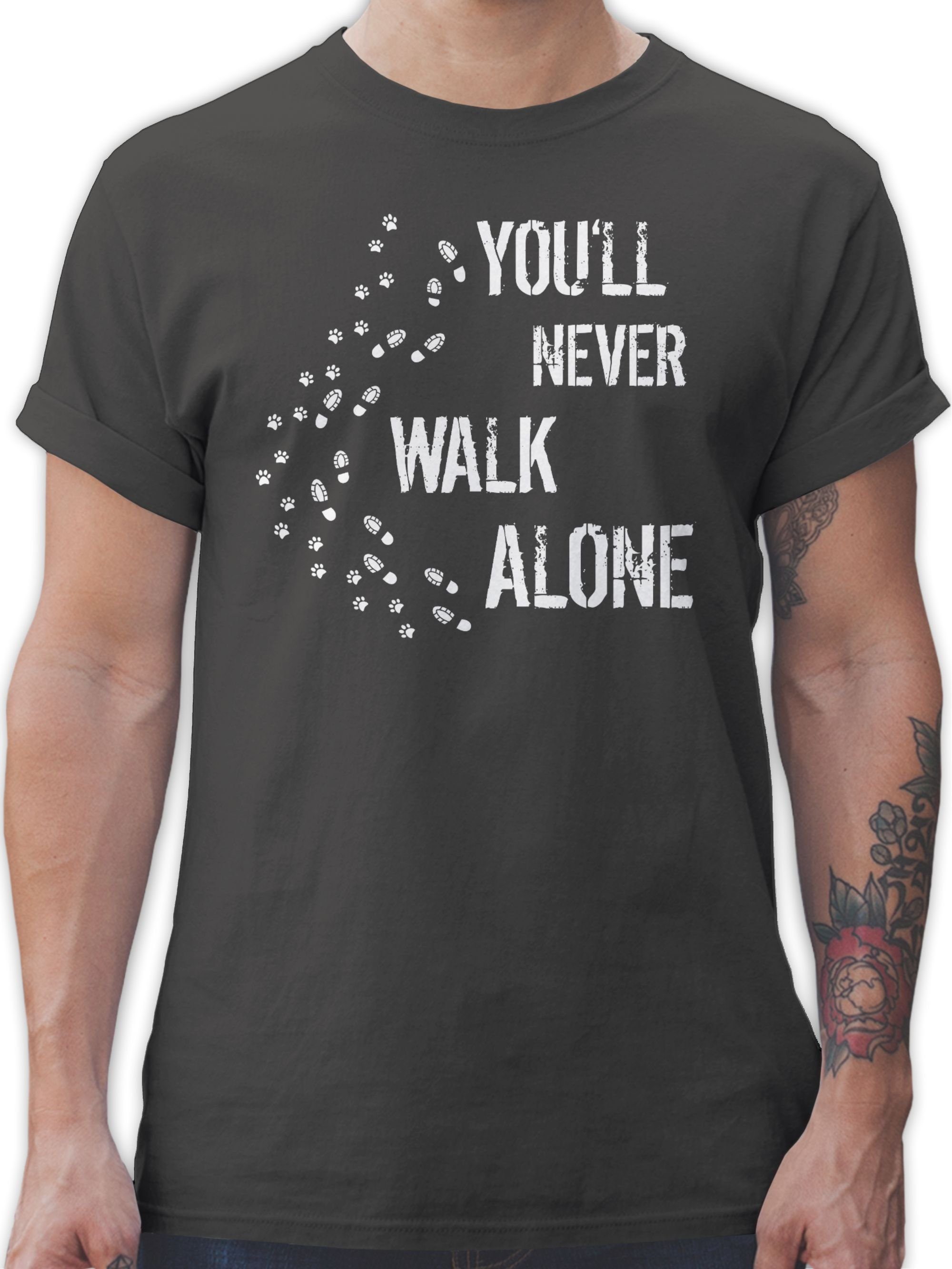 Shirtracer T-Shirt You'll never walk alone Gassi Geschenk für Hundebesitzer 02 Dunkelgrau