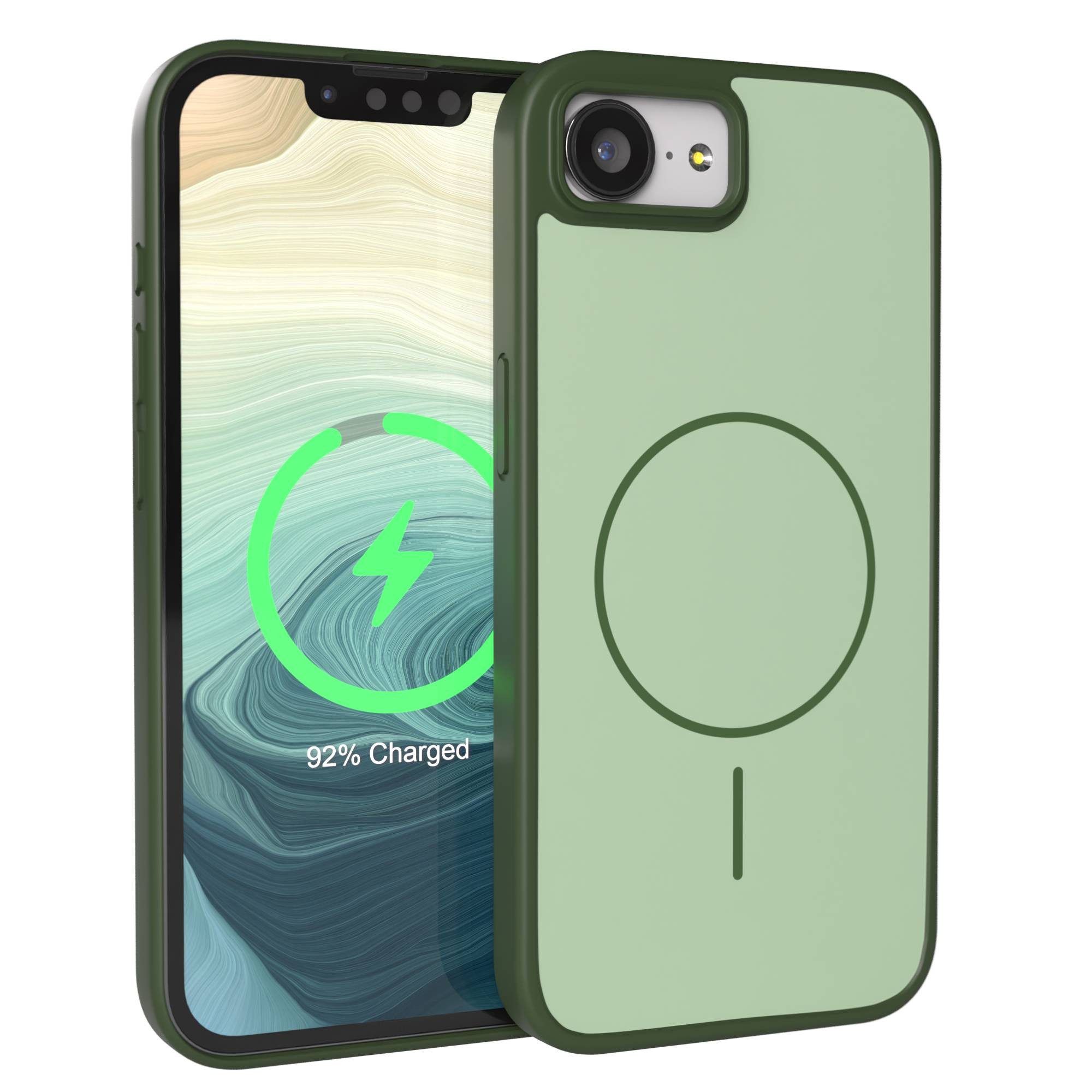 EAZY CASE Handyhülle Slim Outdoor MagSafe Case für Apple iPhone 16e 6,1 Zoll, Outdoor Case mit Magnetring & sicherem Halt in Dunkelgrün