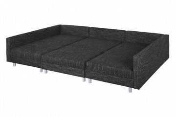 Küchen-Preisbombe Sofa Wohnlandschaft Couch Ecksofa Eckcouch in Gewebestoff schwarz Minsk XXL, Sofa in U-Form mit Hocker