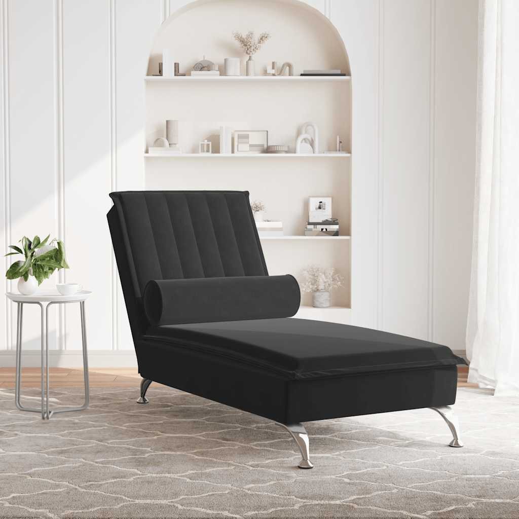 vidaXL Chaiselongue Massage-Chaiselongue mit Nackenrolle Schwarz günstig online kaufen