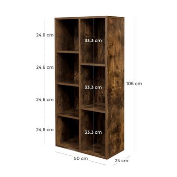 VASAGLE Bücherregal Standregal, mit 7 Fächern, offen, 24 x 50 x 106