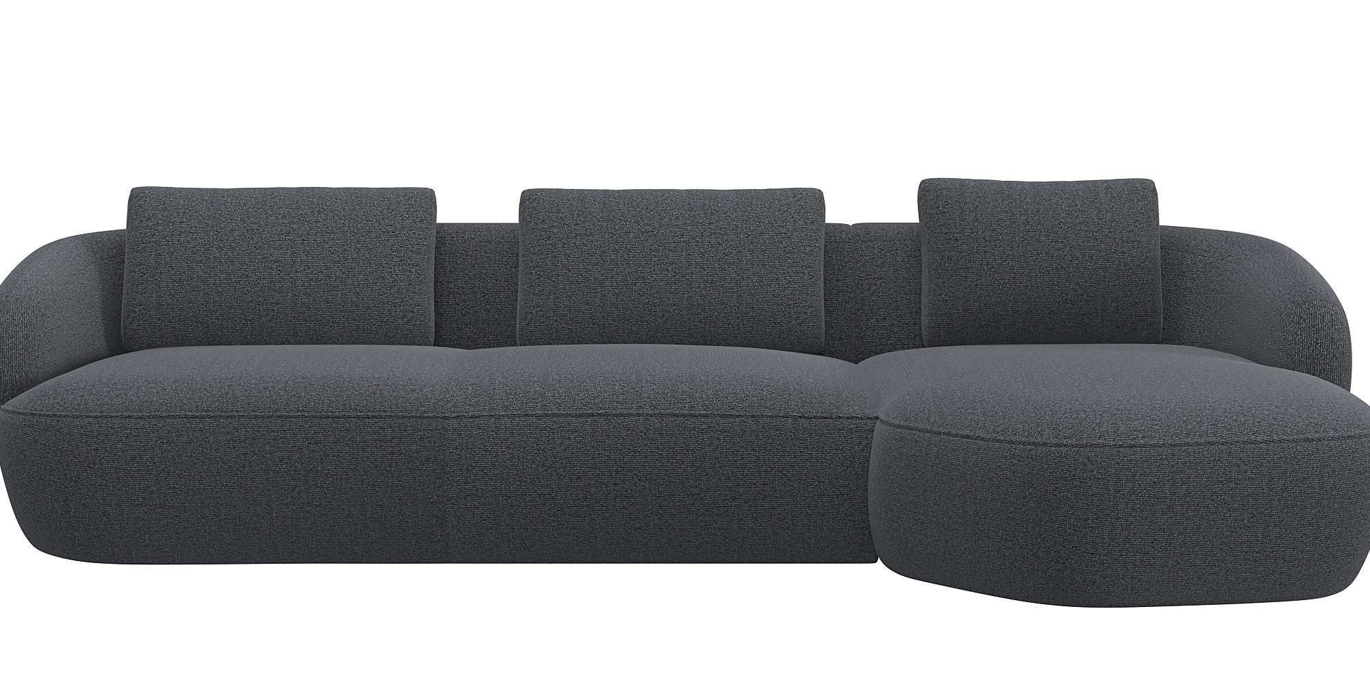 FLEXLUX Wohnlandschaft Torino, rund, L-Form, Sofa-Ecke mit Recamiere, Longchair-Sofa, Modernes, organisches Sofa-Design, Kaltschaum, Wellenunterfederung