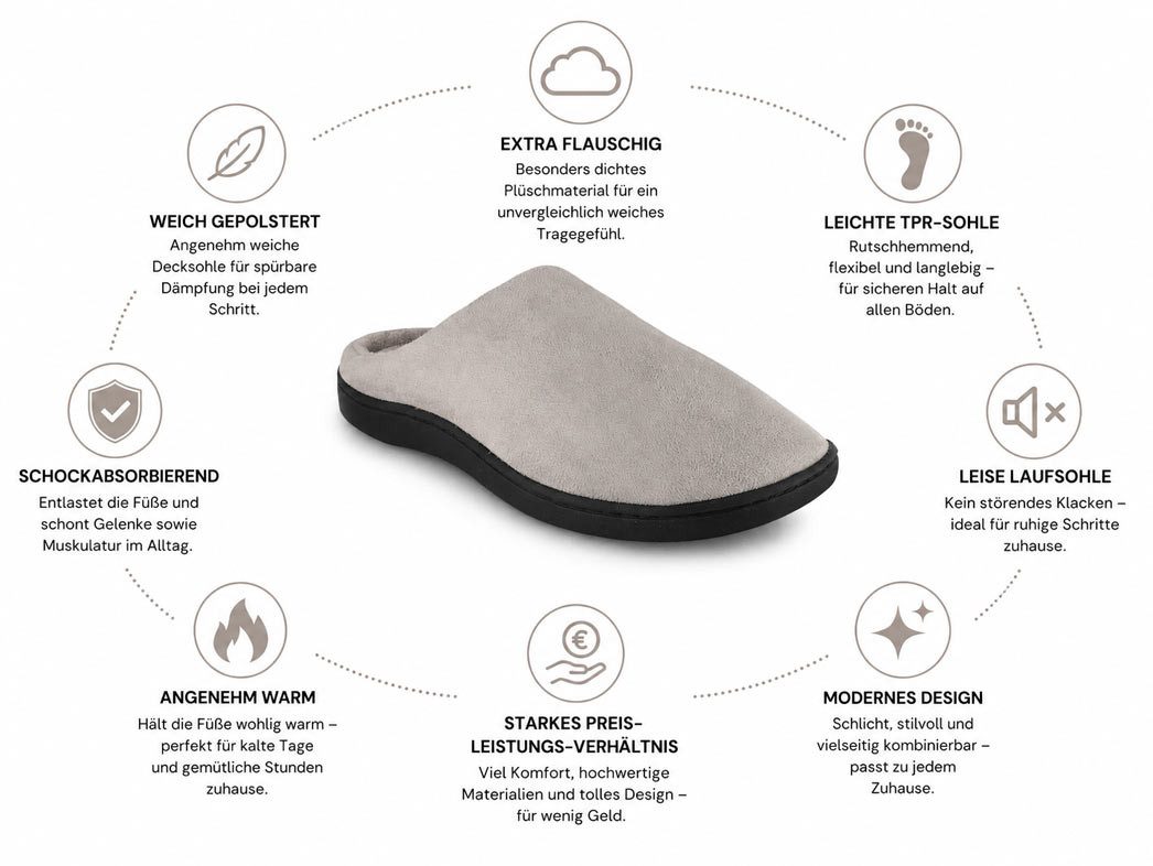 Fluffys Cosmo Herren klassische Pantoffeln Latschen Schlappen Slipper Pantolet Hausschuh besonders leicht – Bild 2 von 5