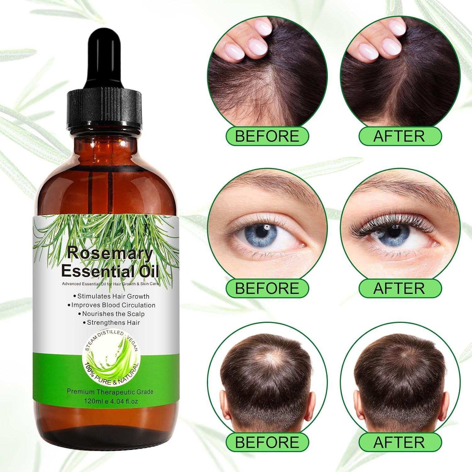 NEXGEN LUXUS SCHÖNHEIT & HAUTPFLEGE Stimulationsöl Rosmarin Haaröl Bio Vegan – Ätherisches Öl für Haarwachstum 120ml, 1-tlg., Fördert Haarwachstum & reduziert Haarausfall