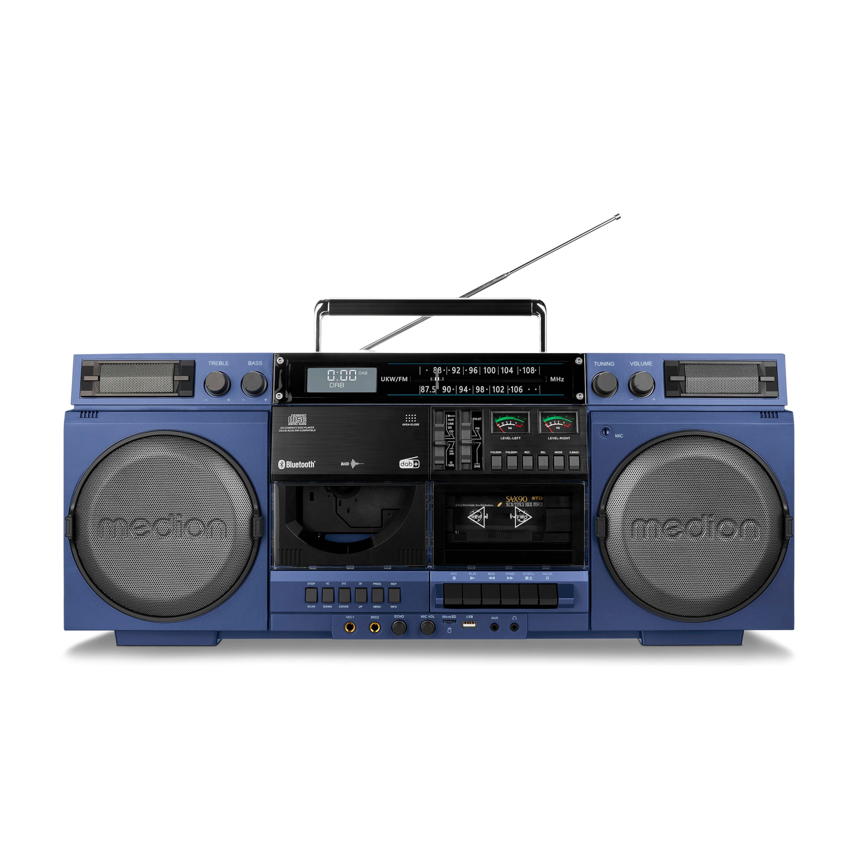 Medion® Audio-System Retro Boombox LIFE® P66538 (MD44538) (20 W, Bluetooth 5.3, 80er, groß, USB, SD, CD, Kassetten, MC, DAB+ Radio, Bluetooth)