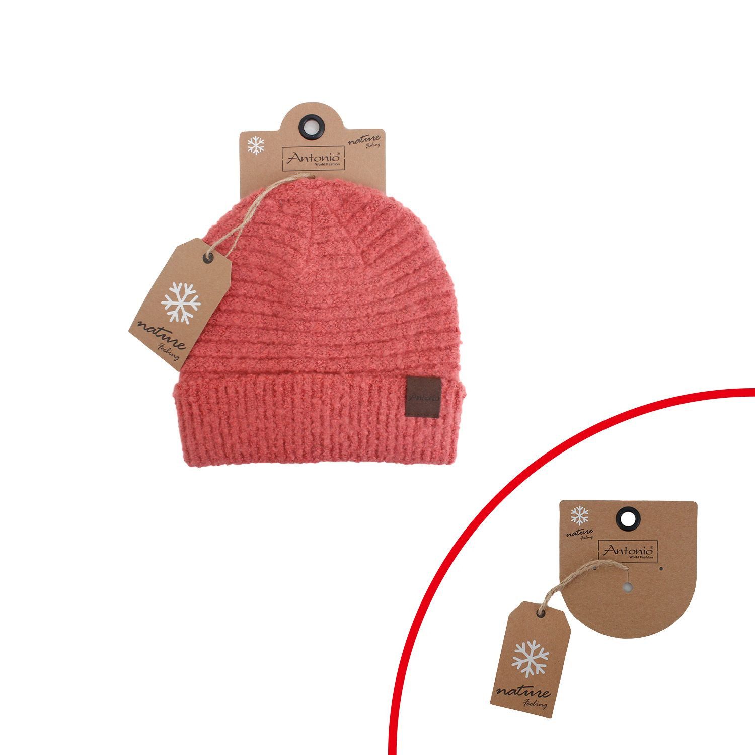 Antonio Strickmütze Antonio Damen Strick Mütze Bouclé Beanie lachs (1-St)