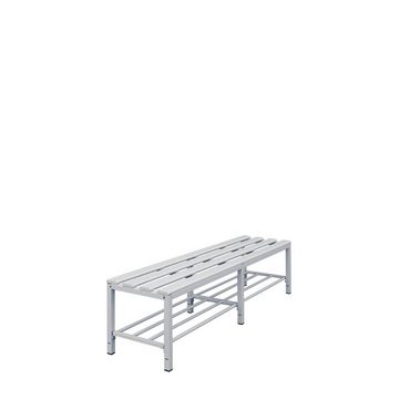 Steelboxx Sitzbank Sitzbank mit Schuhrost, lichtgrau (1-St), Stabiles 30 mm-Quadratrohr-Gestell