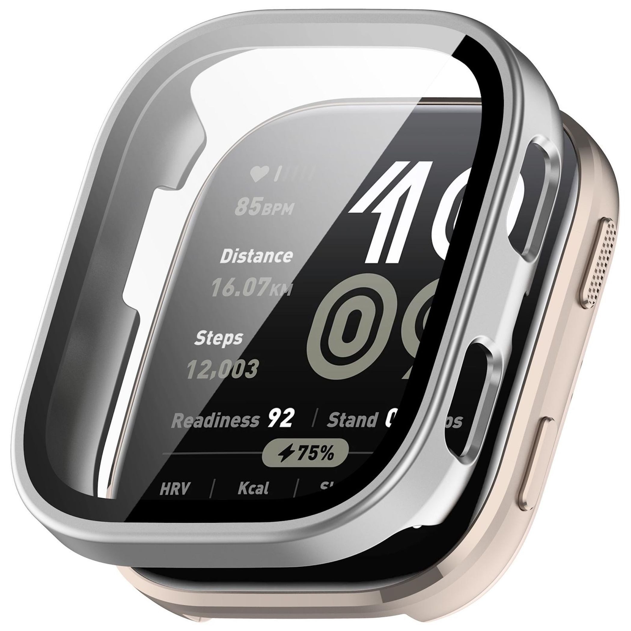 Wigento Smartwatch-Hülle Für Amazfit Bip 6 Kunststoff Watch Schutz Hülle + 9H Hart Glas Silber, Schutzhülle aus PC + Hart Glas für Rundumschutz