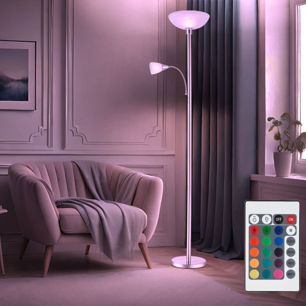 GLOBO LIGHTING LED Stehlampe, Leuchtmittel inklusive, Warmweiß, Farbwechsel, RGB LED Stehleuchte Deckenfluter dimmbar Fernbedienung H 178 cm