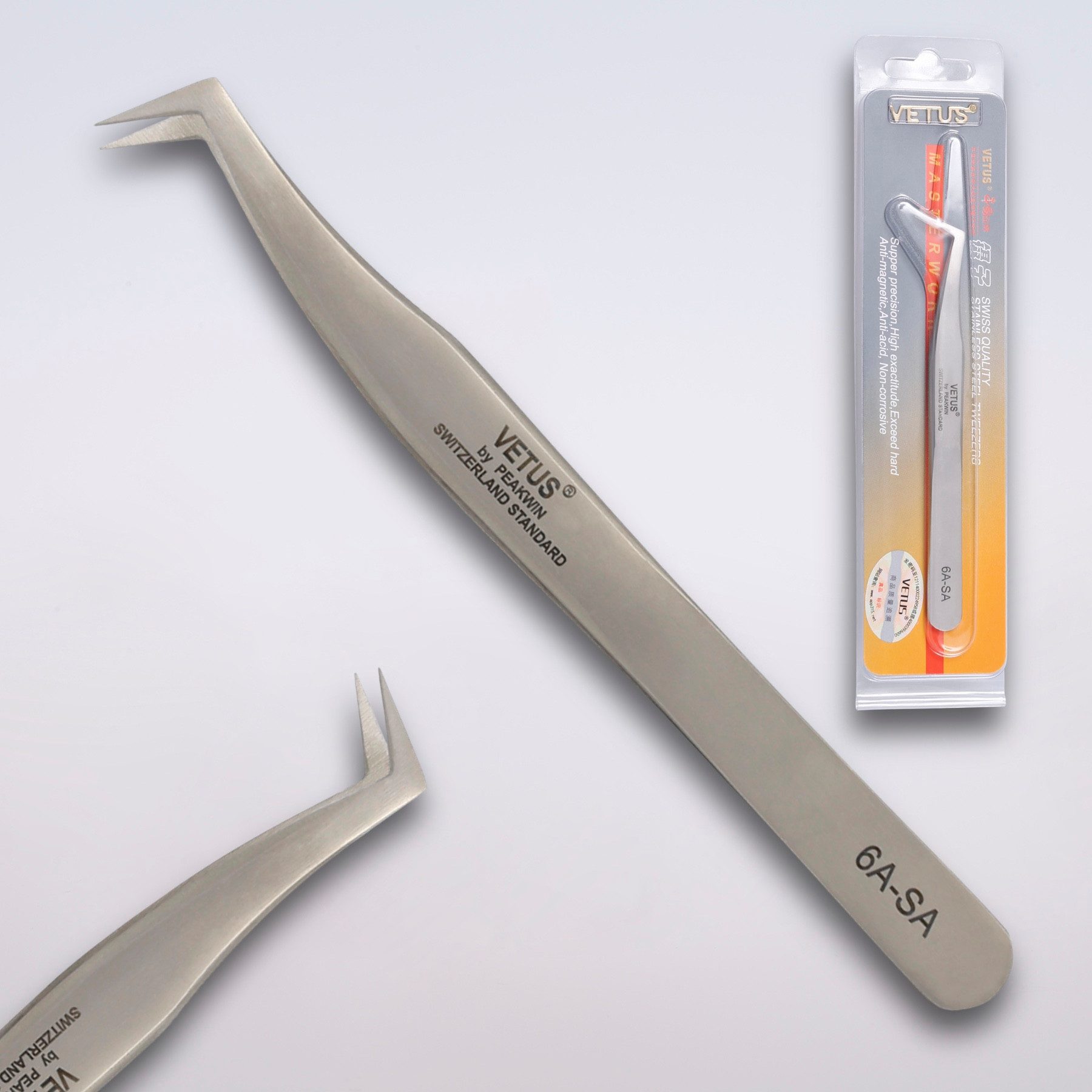 Vetus Pinzette Wimpernverlängerung Pinzette Vetus ST-10 17 CS-11 12 15 5A 6A-SA Set, Für professionelle Wimpernverlängerung, Wimpern, Wimpernstylisten