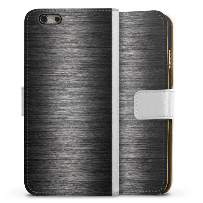 DeinDesign Handyhülle Metallic Look Metal Anthrazit Metal Look - Anthrazit Apple iPhone 6 Hülle Handy Flip Case Wallet Cover Handytasche Leder