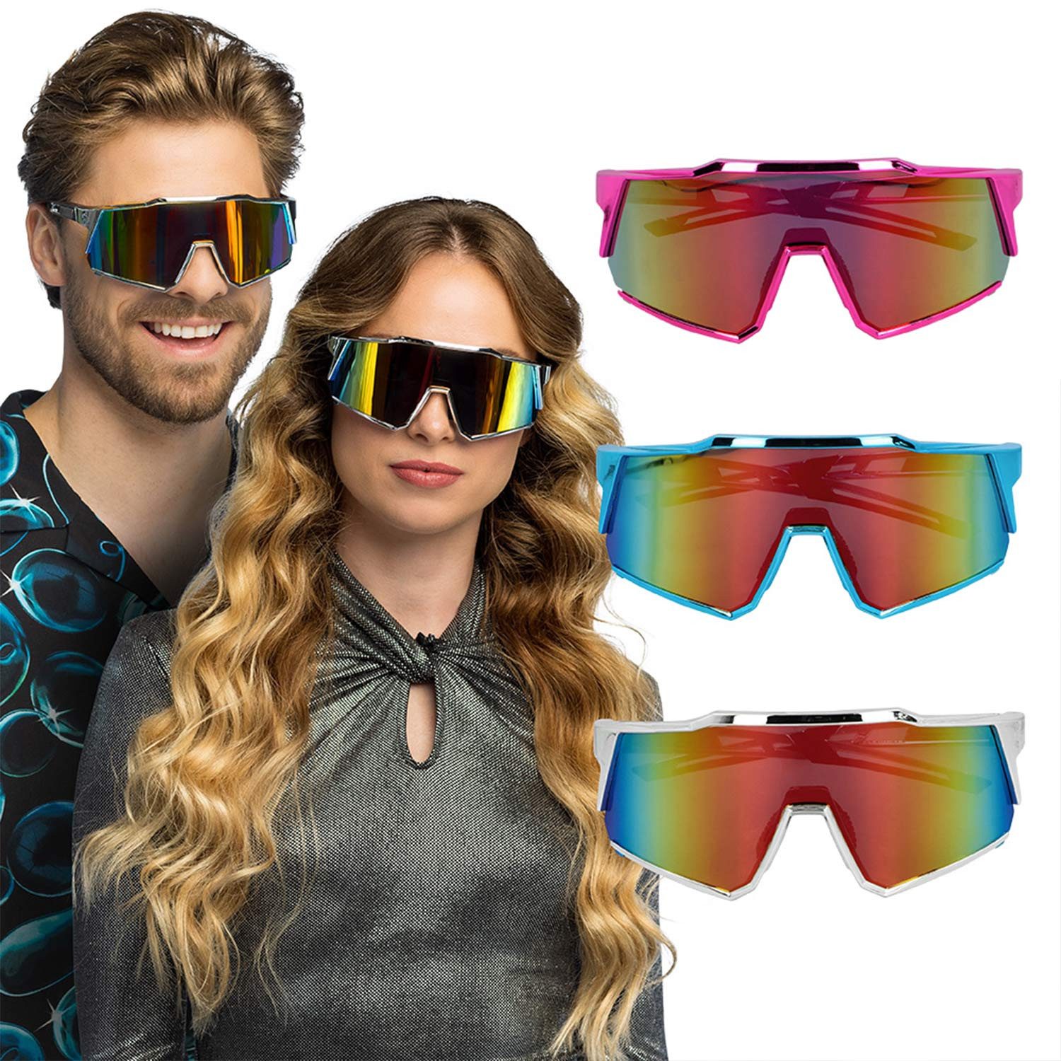 Boland Verkleidungsmaske Party Brille 'Rave reflect', Mehrfarbig günstig online kaufen