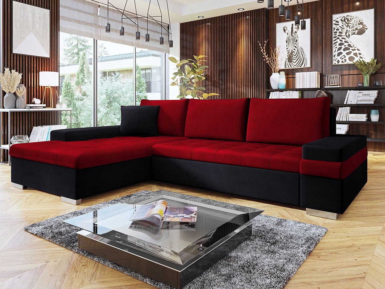 Couch Wohnzimmer, und MIRJAN24 Premium, Mini mane Ecksofa L-Form, Schlaffunktion mit Bangkok Bettkasten, Universal