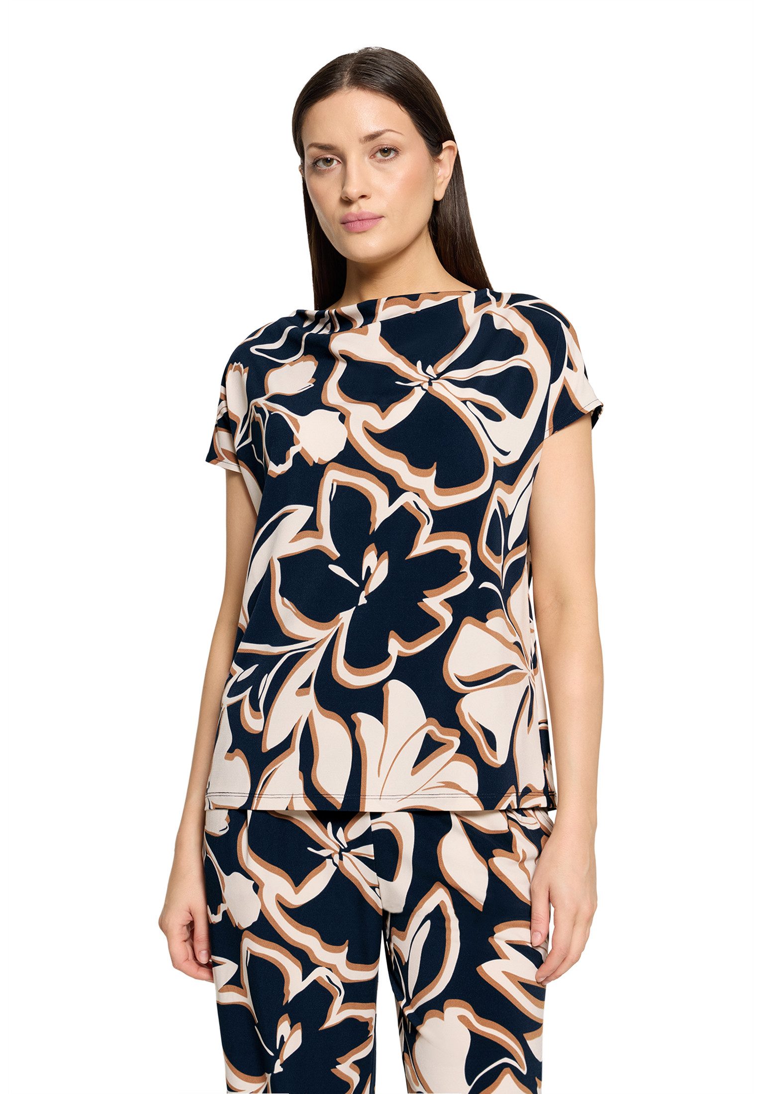 Betty Barclay Kurzarmshirt Damen mit Wasserfallausschnitt (1-tlg)